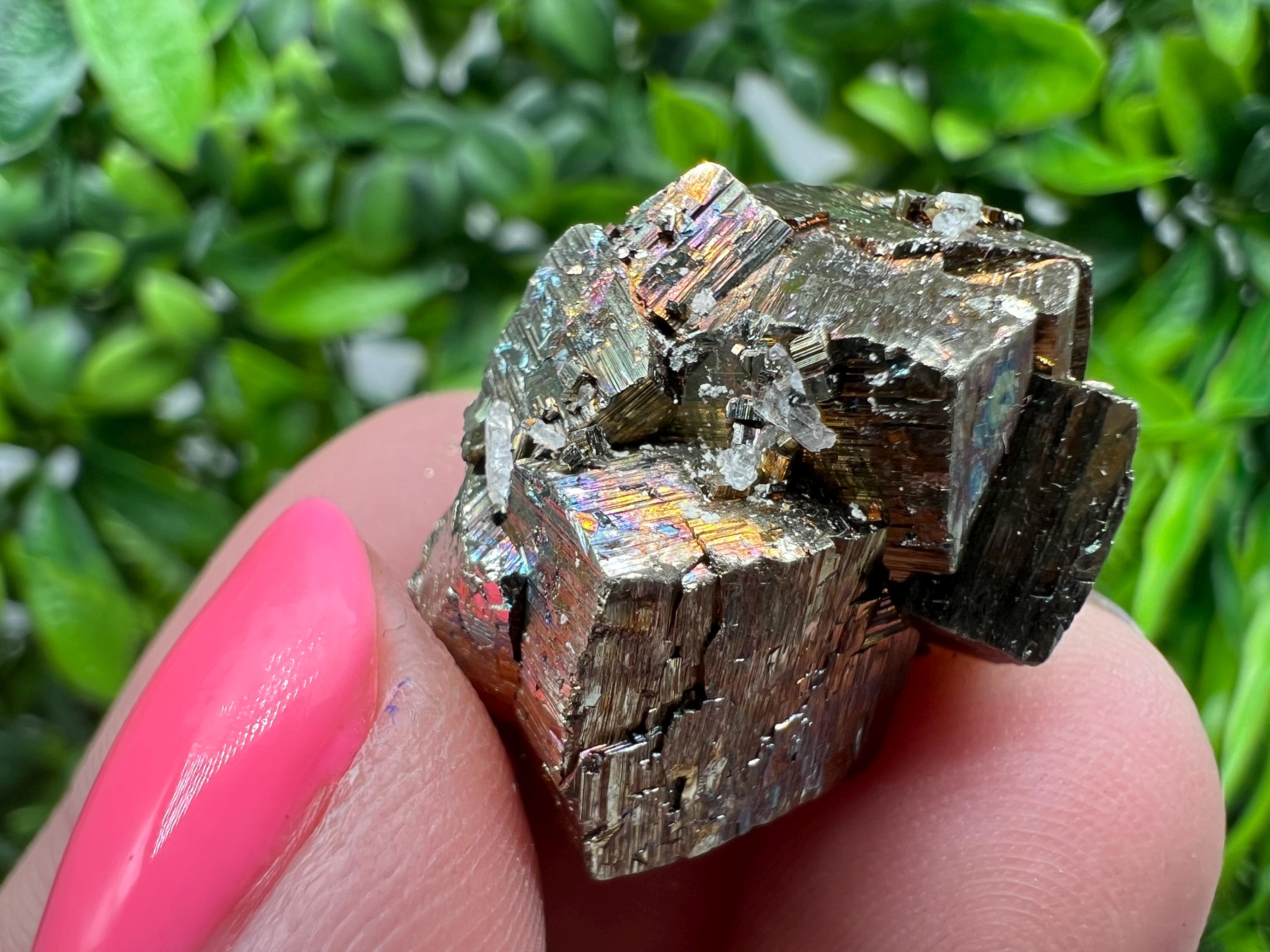 Wonderful Rainbow Pyrite whit Calcite,natural minerals souvenir Crystal,collection stone,rare minerals,home decor,Borieva Bulgaria