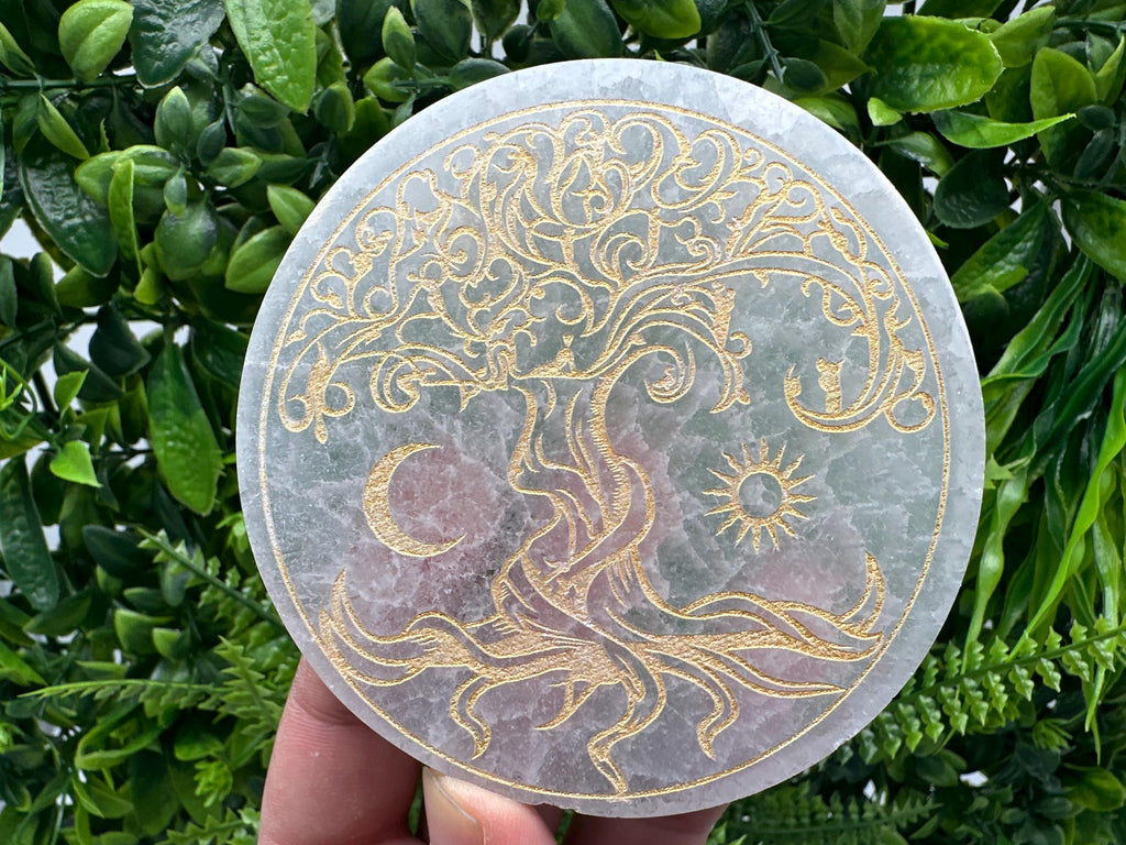 Tree of Life Selenite Plate: Crystal Recharging Station (10/10cm)