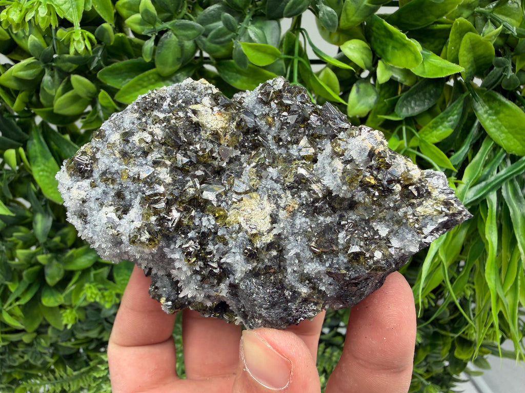Sphalerite Cleiopfane on Quartz Mineral Specimen, Krushev Dol Mine, Bulgaria Home Decor Stone