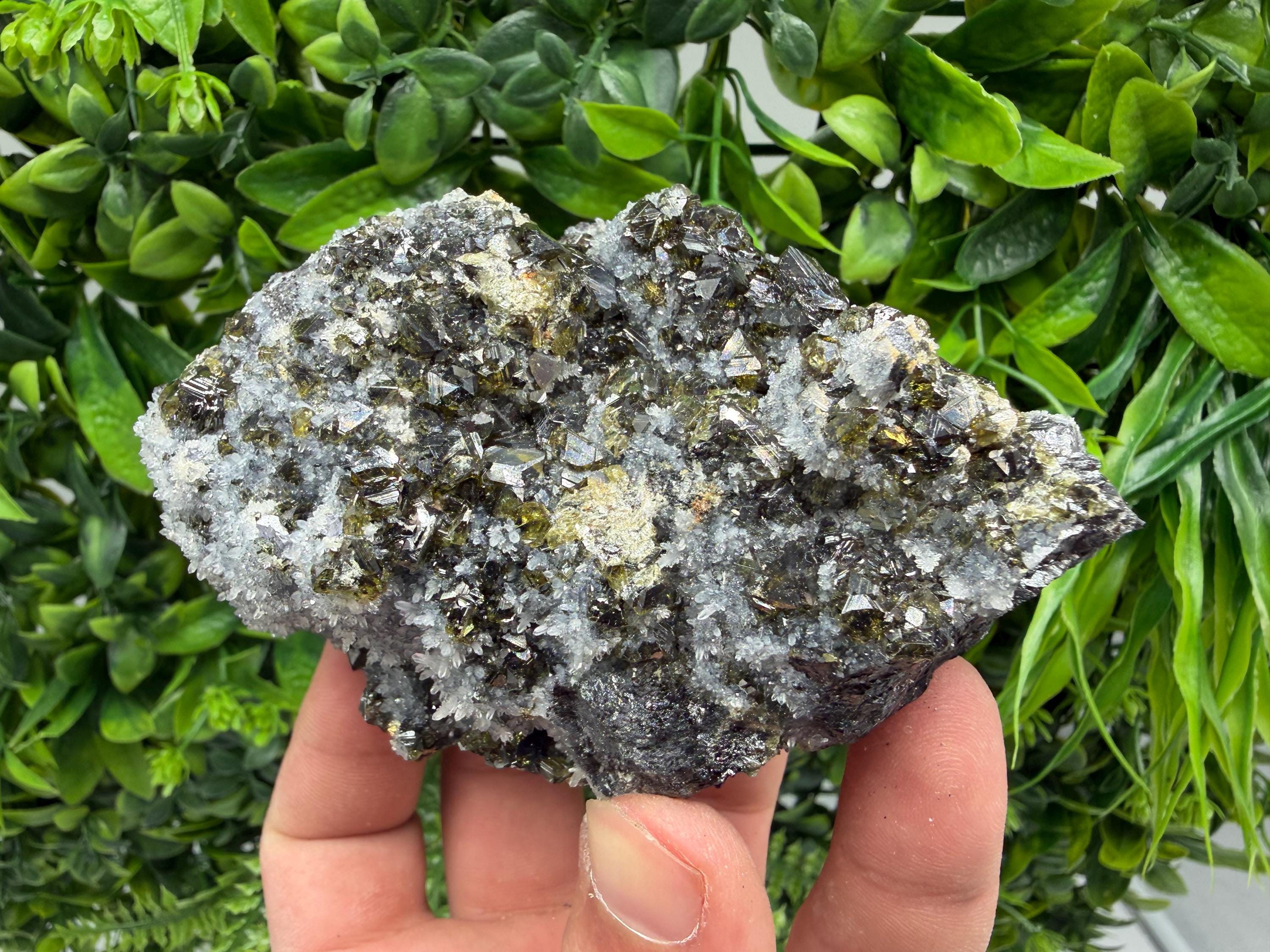 Sphalerite Cleiopfane on Quartz Mineral Specimen, Krushev Dol Mine, Bulgaria Home Decor Stone