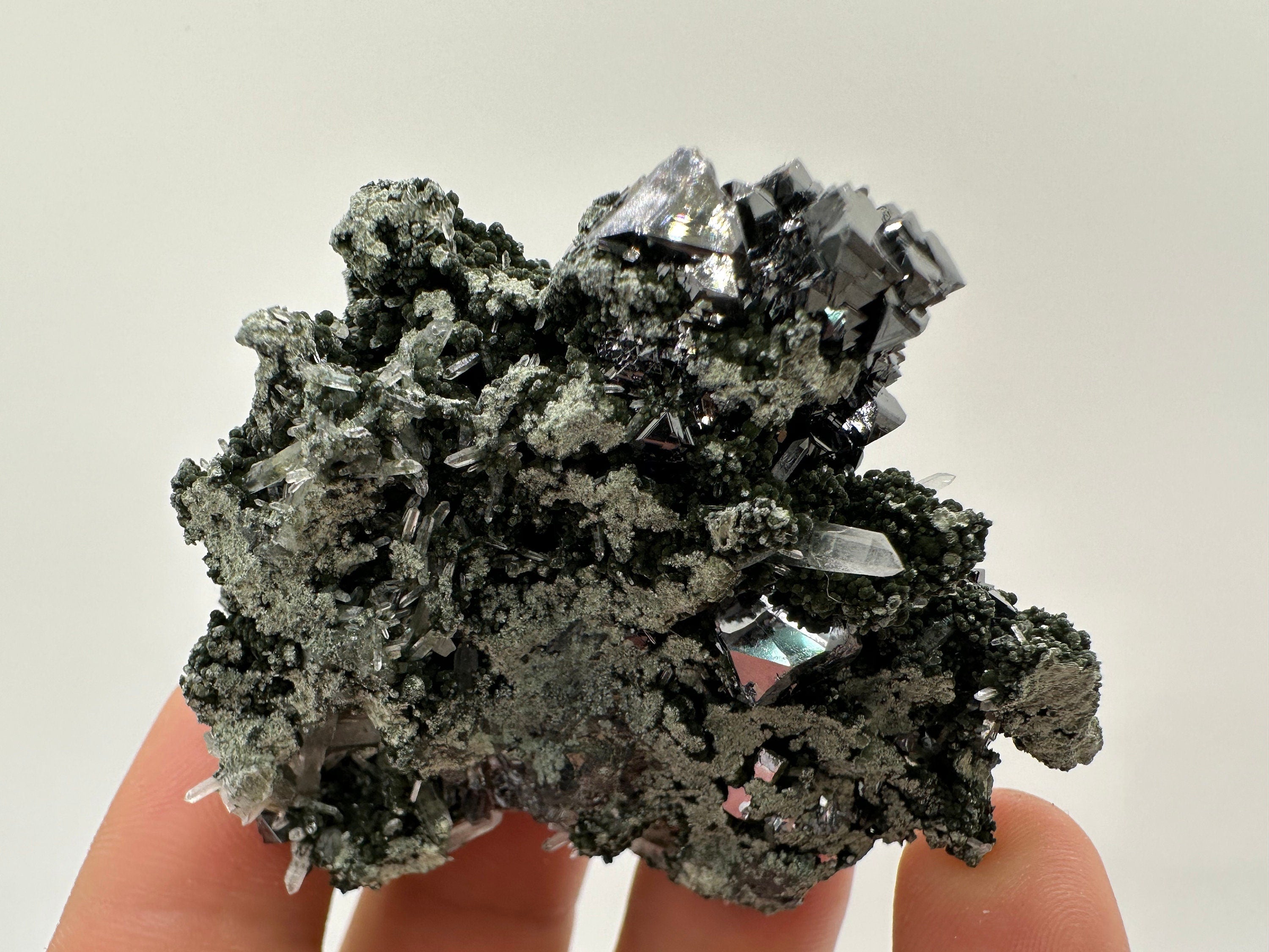 Sphalerite on Quartz Cluster, Natural Mineral Specimen, Home Decor Stone