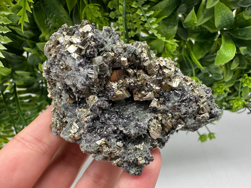 Pyrite on Green Quartz: Rare Mineral Specimen, Borieva Mine