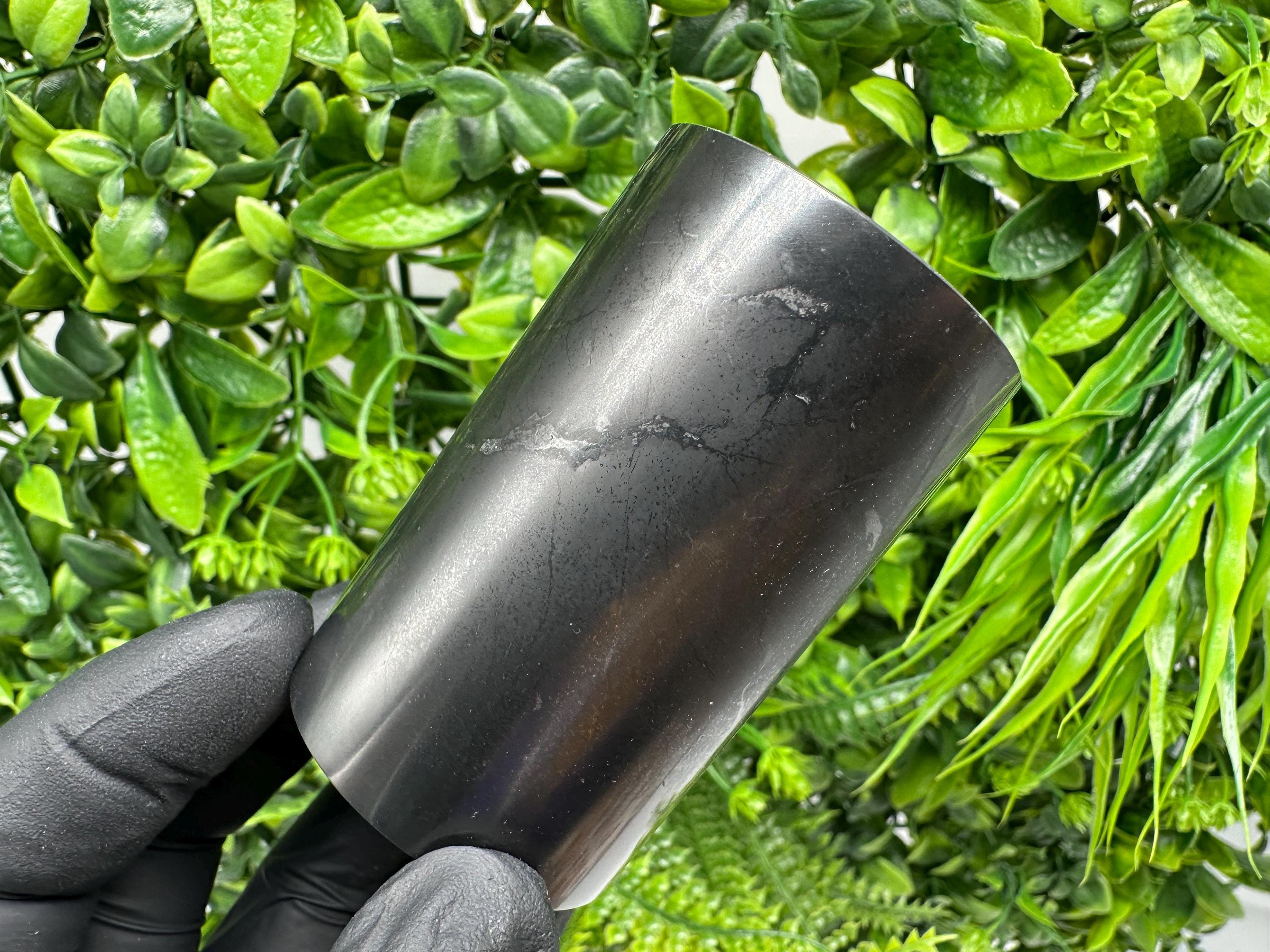 Polished Shungite Cup (60mm): Natural Karelia Stone