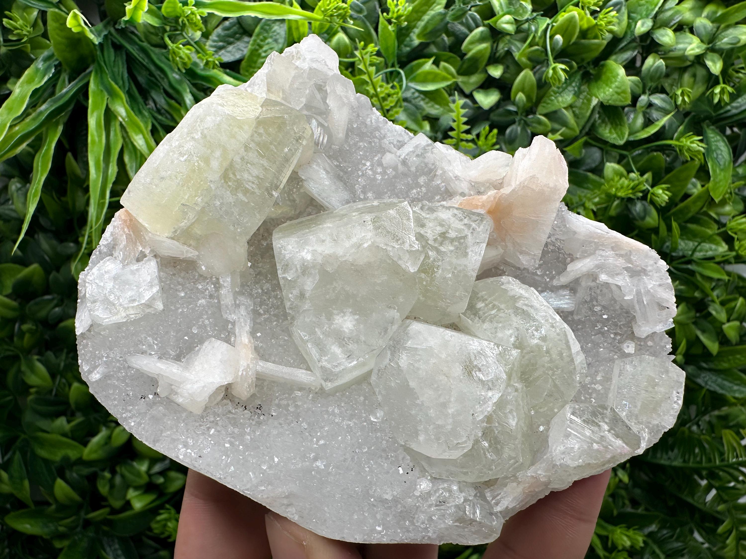 Apophyllite Stilbite on Chalcedony, India Crystal Specimen