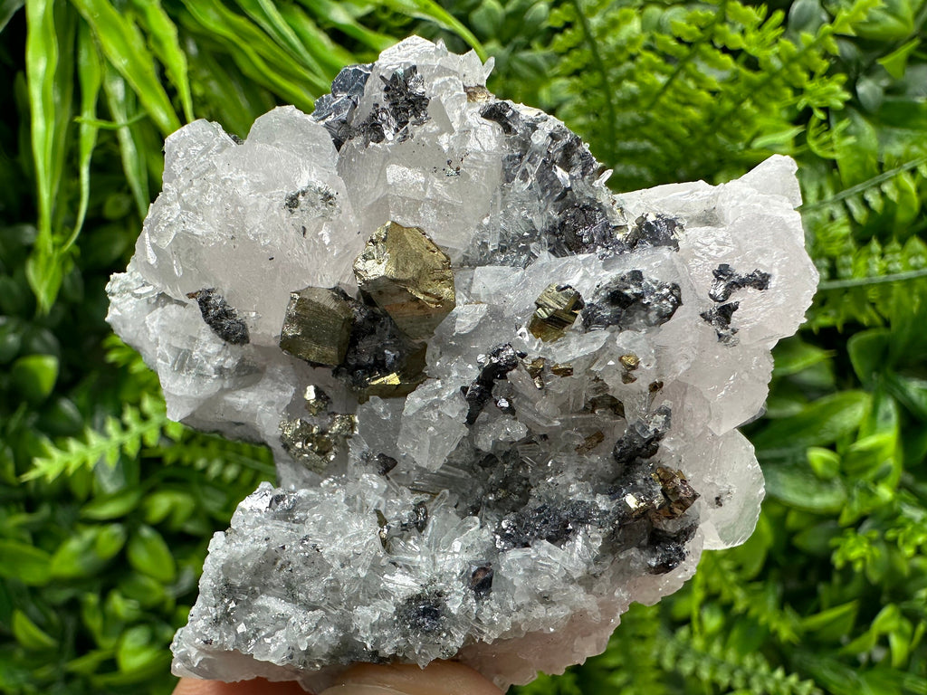 Calcite, Galena, Sphalerite, and Pyrite Cluster from Borieva Mine, Bulgaria