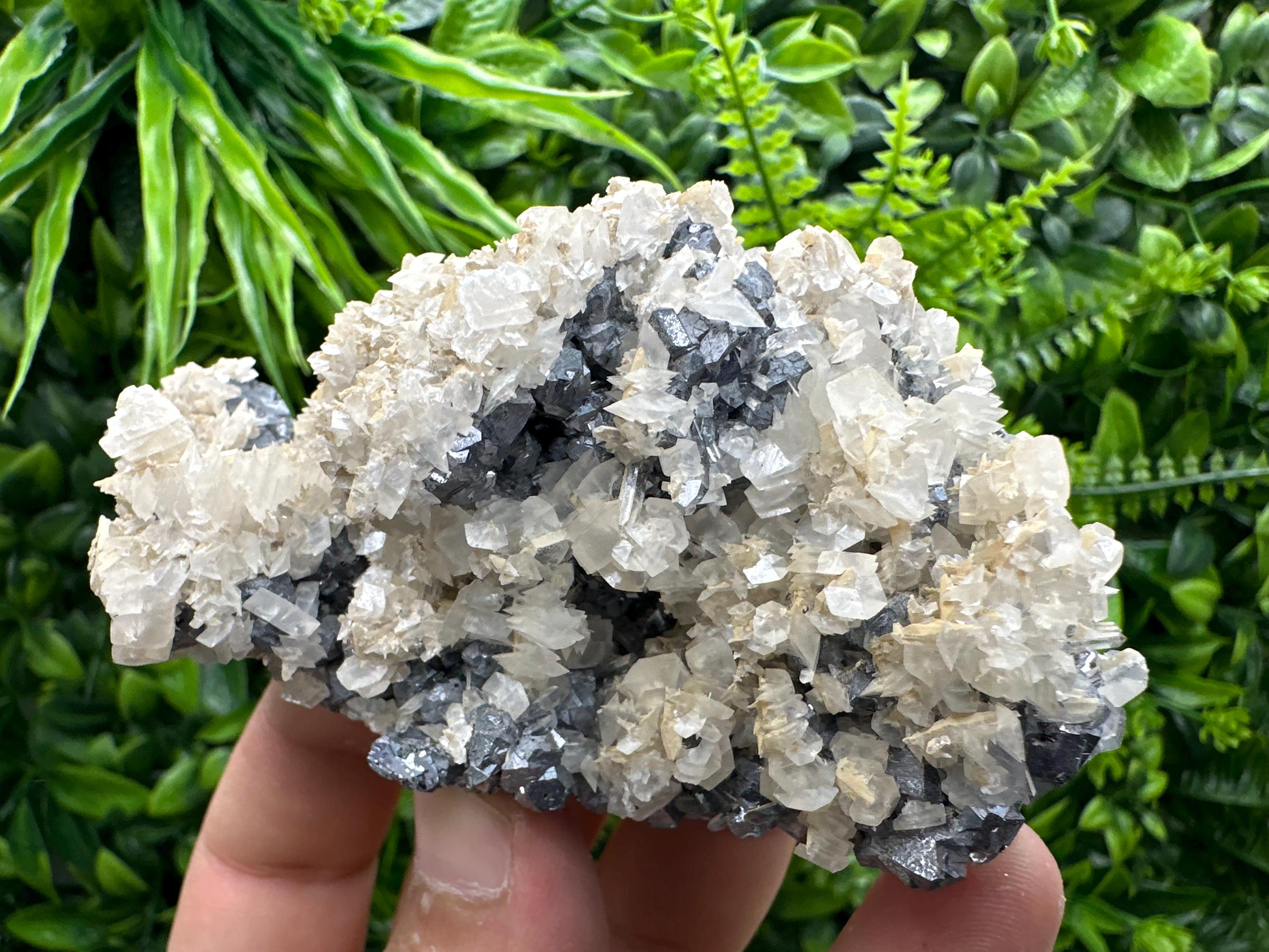 Galena Quartz Calcite Cluster, Bulgaria Mineral Specimen (10/6/4 cm)