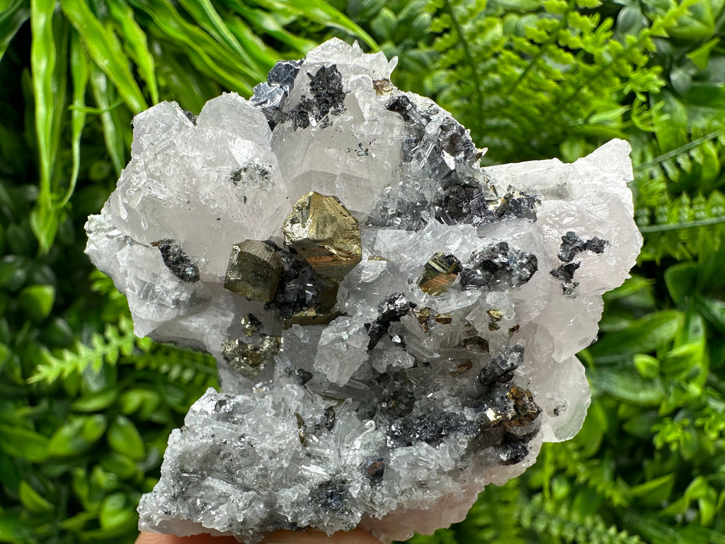 Calcite, Galena, Sphalerite, and Pyrite Cluster from Borieva Mine, Bulgaria