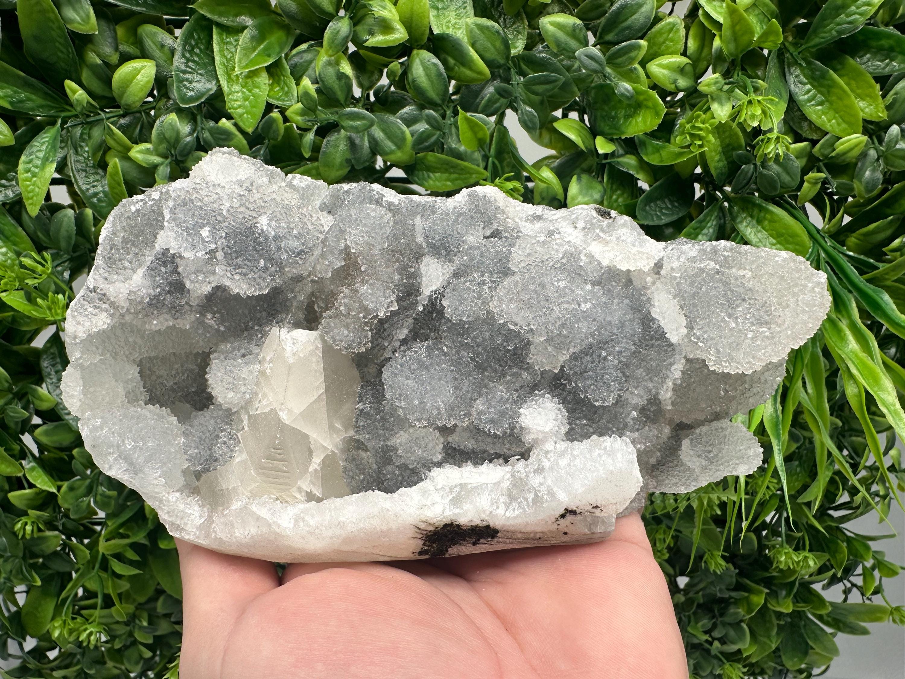Transparent Apophyllite on Chalcedony, India Mineral Specimen