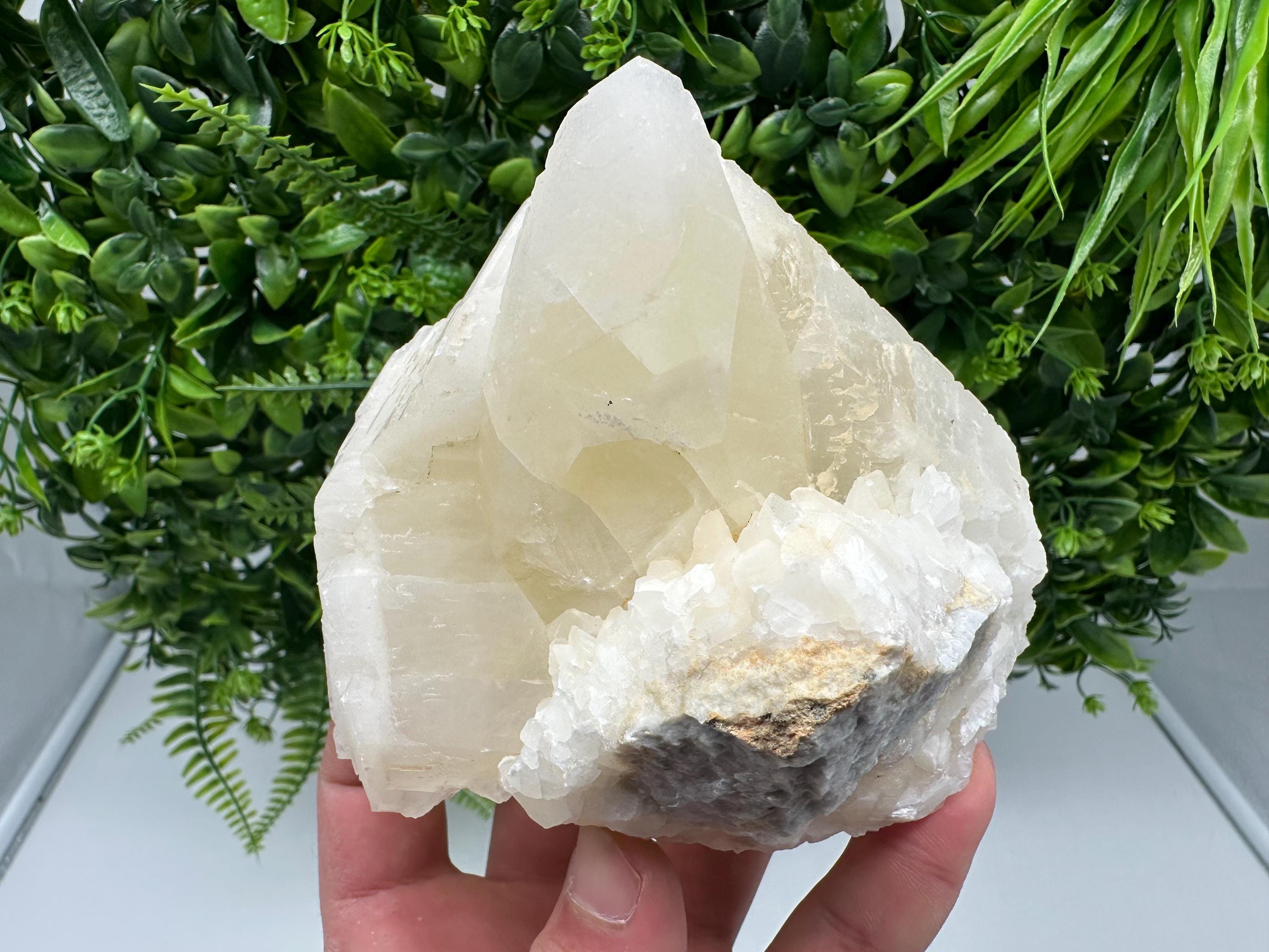Calcite on Green Quartz: Laki Bulgaria Healing Crystal