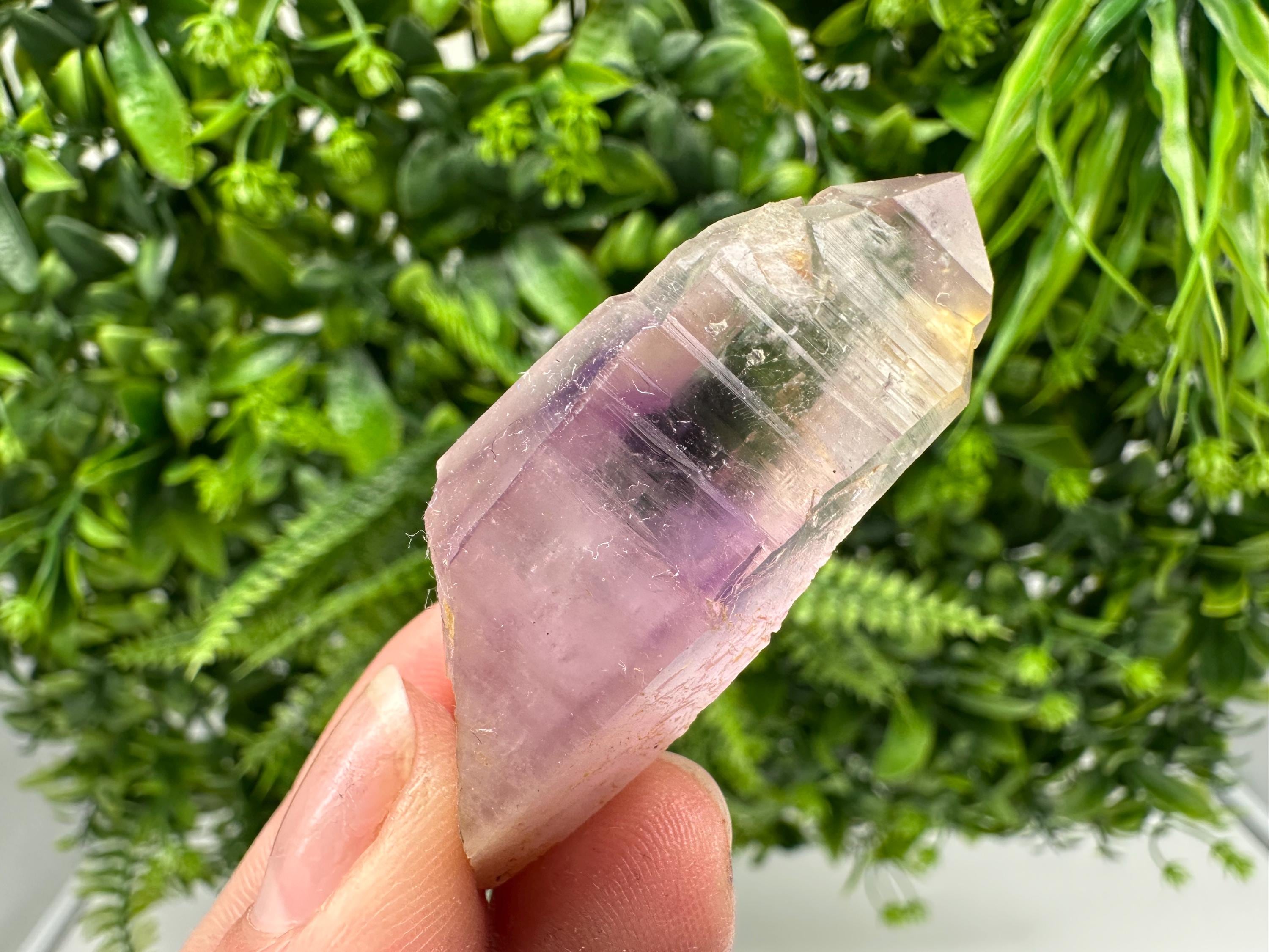 Phantom Amethyst Crystal with Cerussite, Bulgarian Mineral Specimen