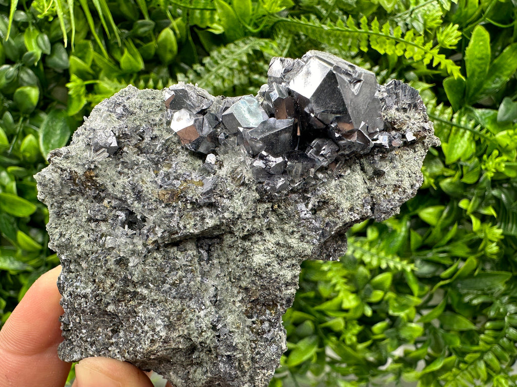 Shiny Galena on Matrix: Borieva Mine Crystal Decor