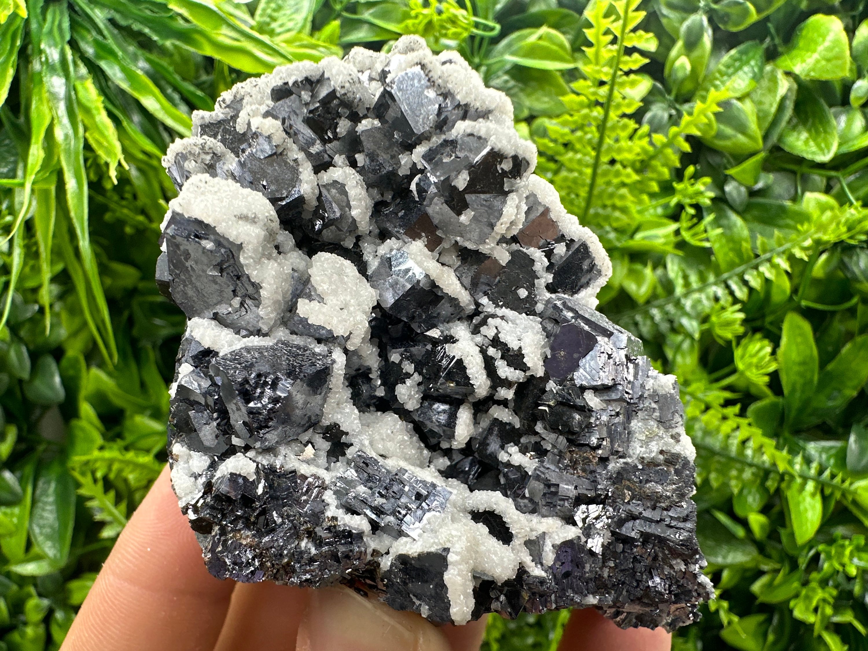 Rare Calcite on Galena, Borieva Mine Mineral Specimen