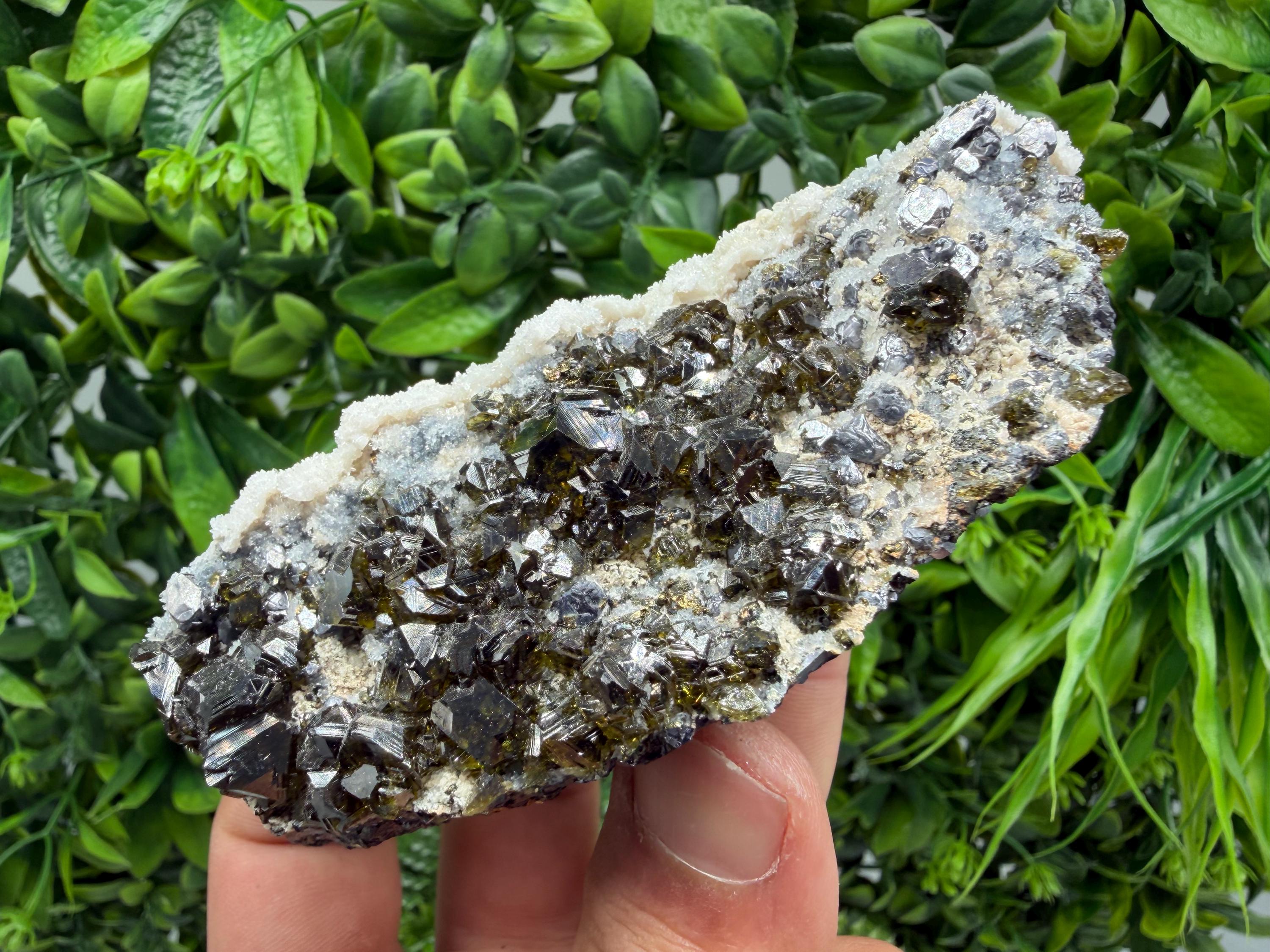 Sphalerite Cleiopfane on Quartz Mineral Specimen, Krushev Dol Mine, Bulgaria Home Decor Stone