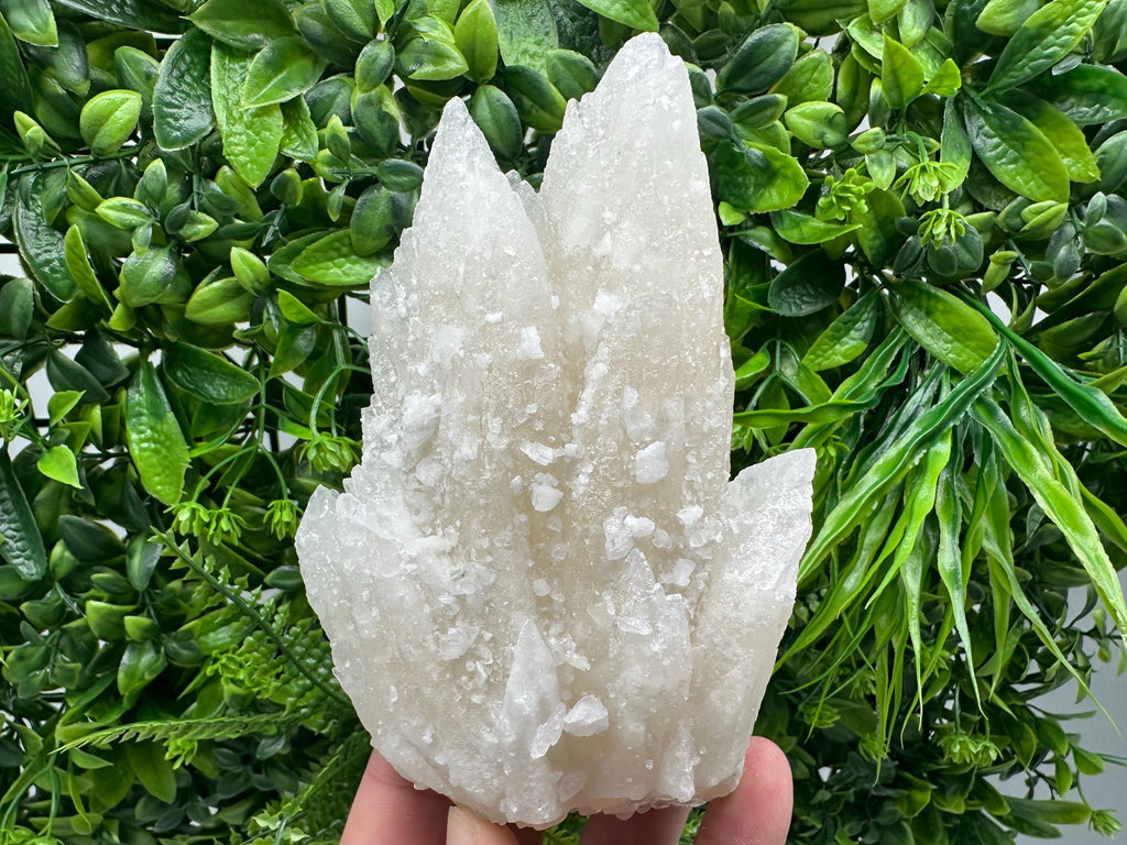 Calcite on Green Quartz: Rare Healing Crystal from Bulgaria