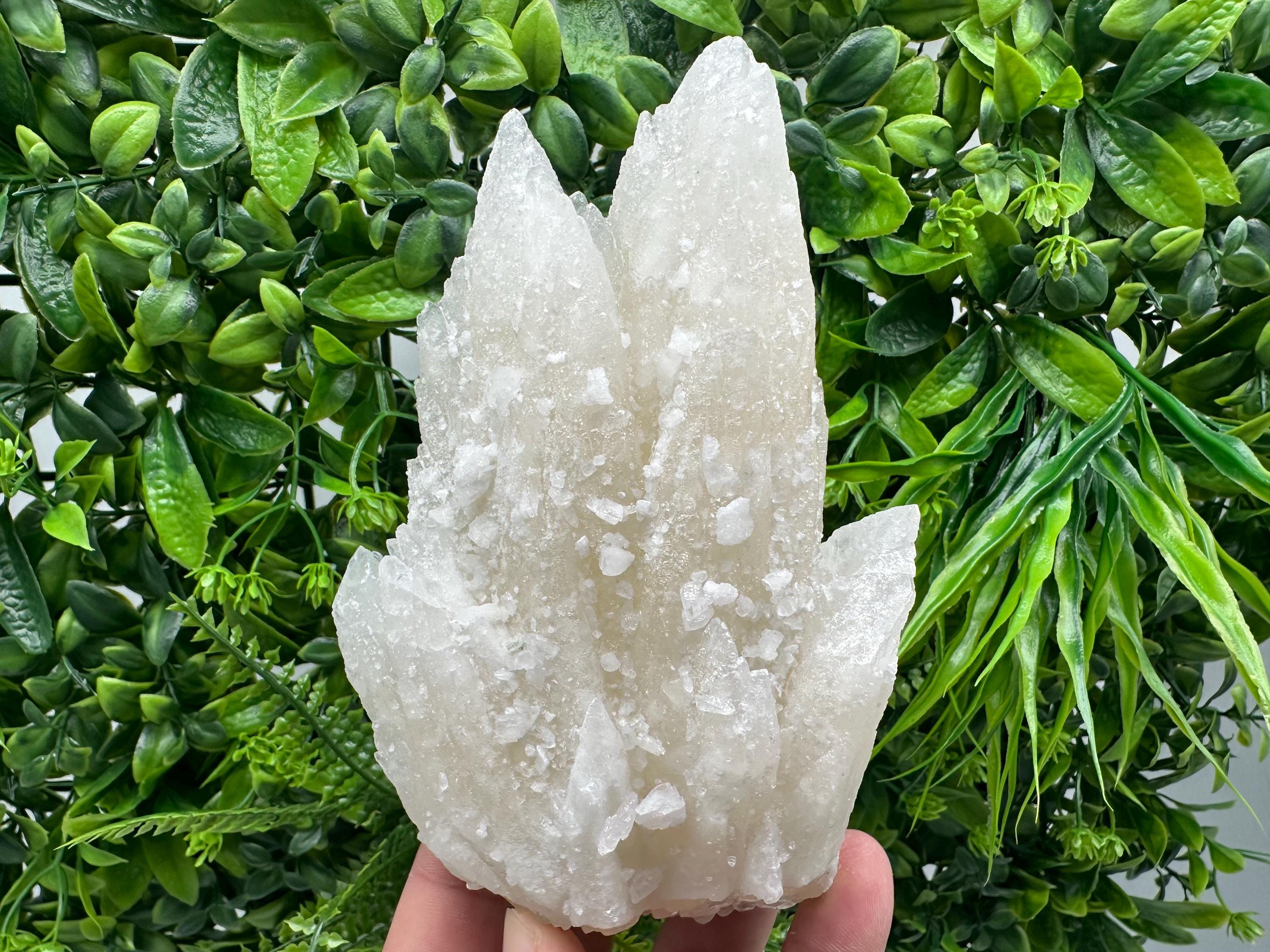 Calcite on Green Quartz: Rare Healing Crystal from Bulgaria