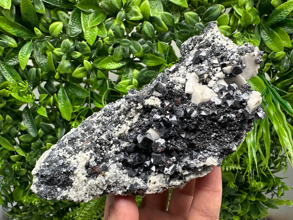 Aesthetic Shiny Galena,Chalcopyrite on Calcite and Quartz natural collection stone,rare minerals,gift,souvenir,home decor Borieva Bulgaria