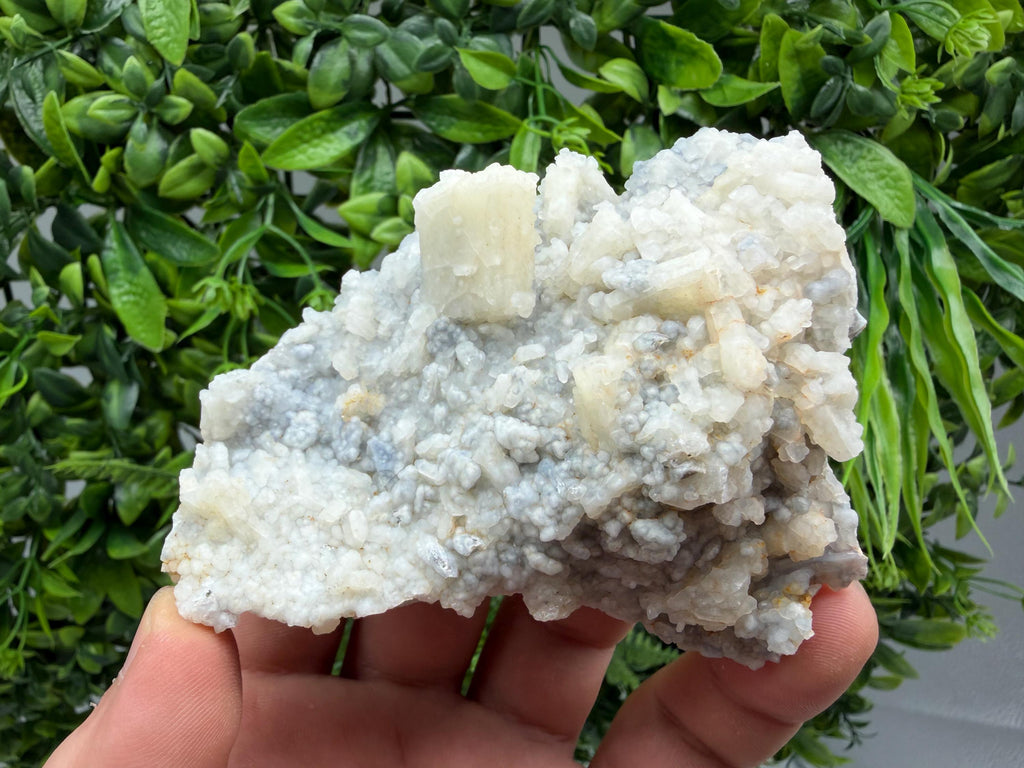 Rare Fluorescent Calcite after Barite on Chalcedony - Androvo Mine, Bulgaria