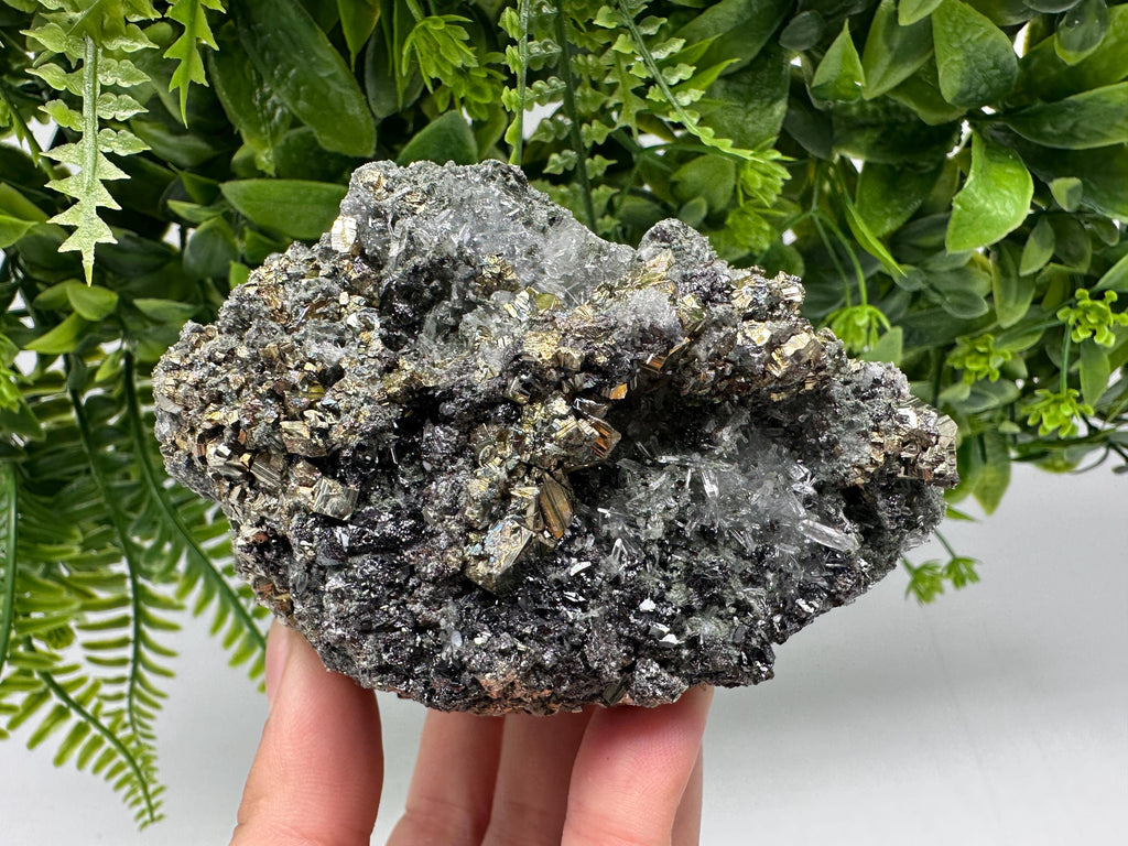 Pyrite on Green Quartz: Rare Mineral Specimen, Borieva Mine