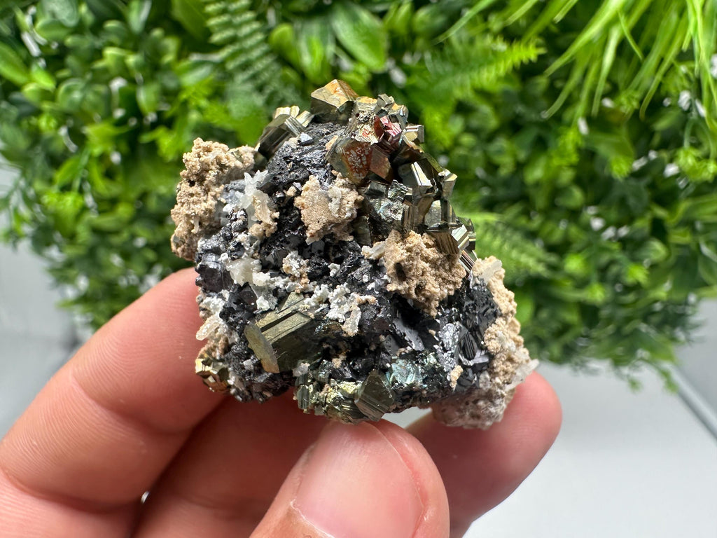 Calcite Pyrite Sphalerite Mineral Specimen: Madan Bulgaria Home Decor
