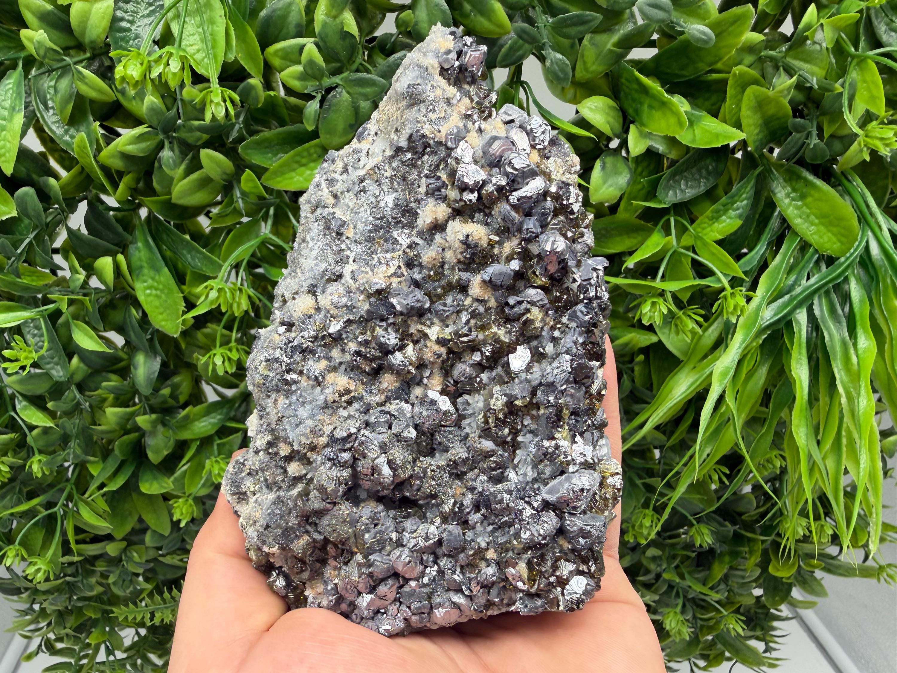 Sphalerite Cleiopfane on Quartz Mineral Specimen, Krushev Dol Mine, Bulgaria Home Decor Stone