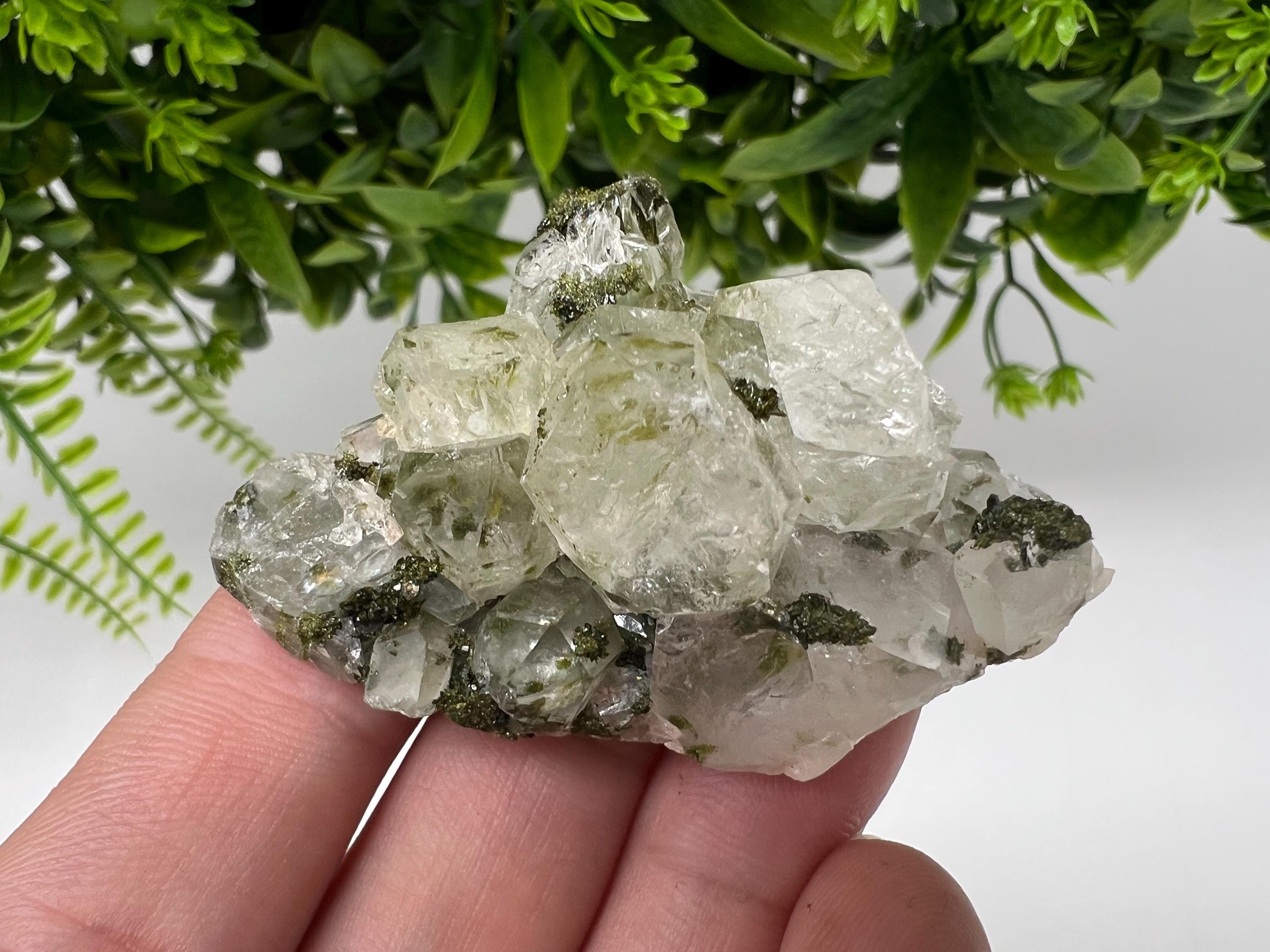 LARGE, Green Epidote with Quartz Crystals - Extremely Sparkly with Rainbows,souvenirs collection stone,gift,decor, Eastern Anatolian, Turkey