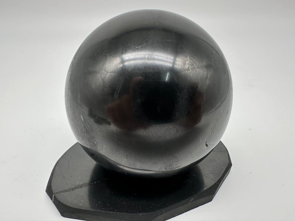 8cm Shungite Sphere: EMF & 5G Protection, Healing Crystal