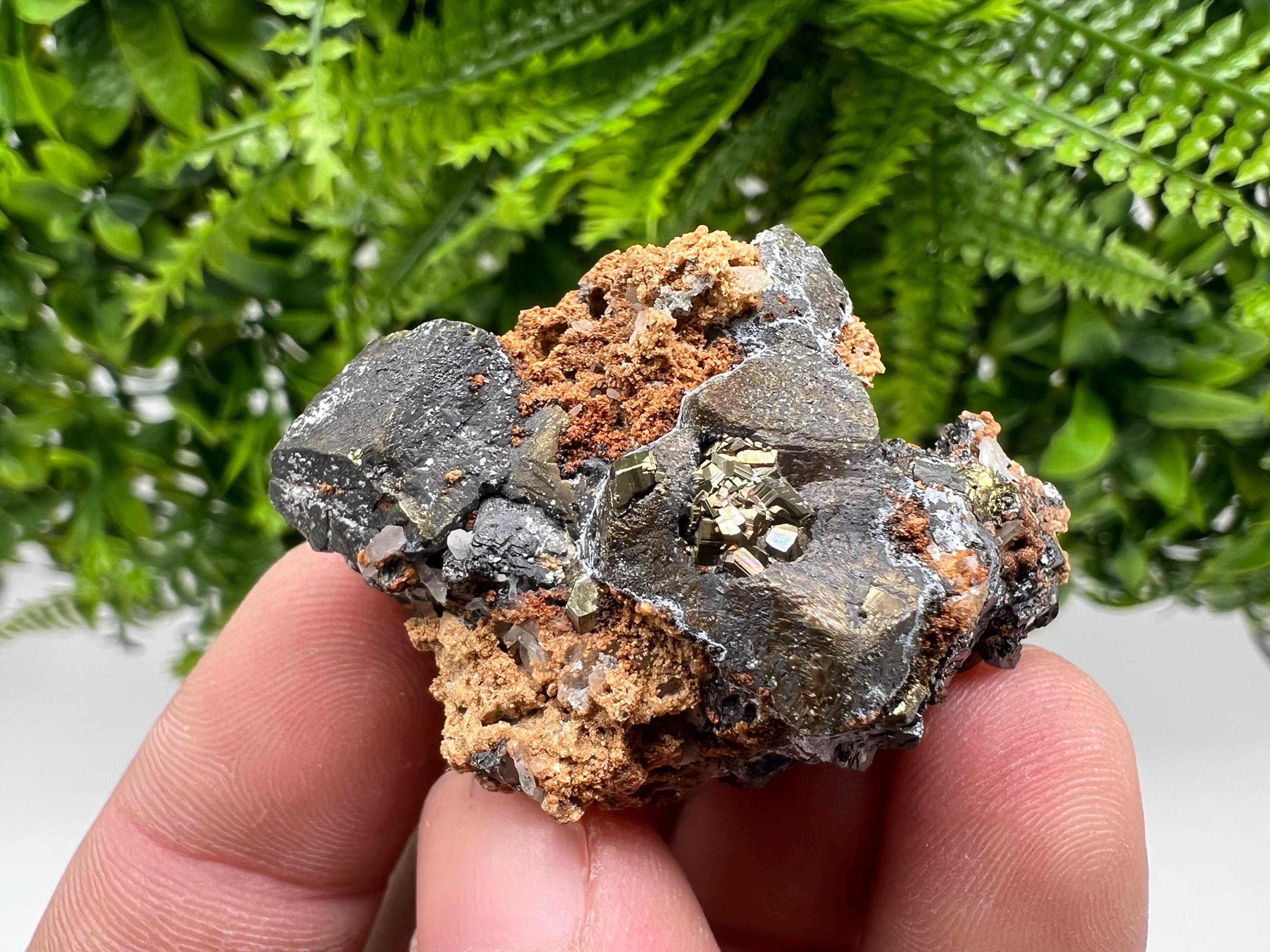 Chalcopyrite with Hematite on Siderite, Bulgaria Mineral Specimen
