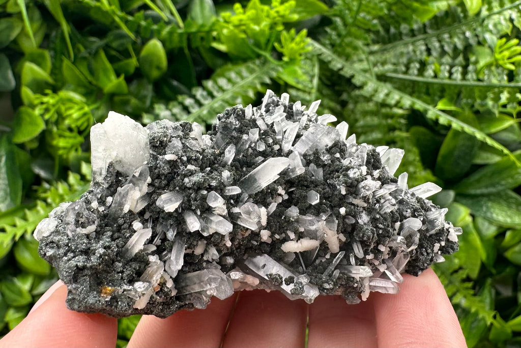 Quartz with Calcite and Chlorite: Borieva Mine Crystal Souvenir