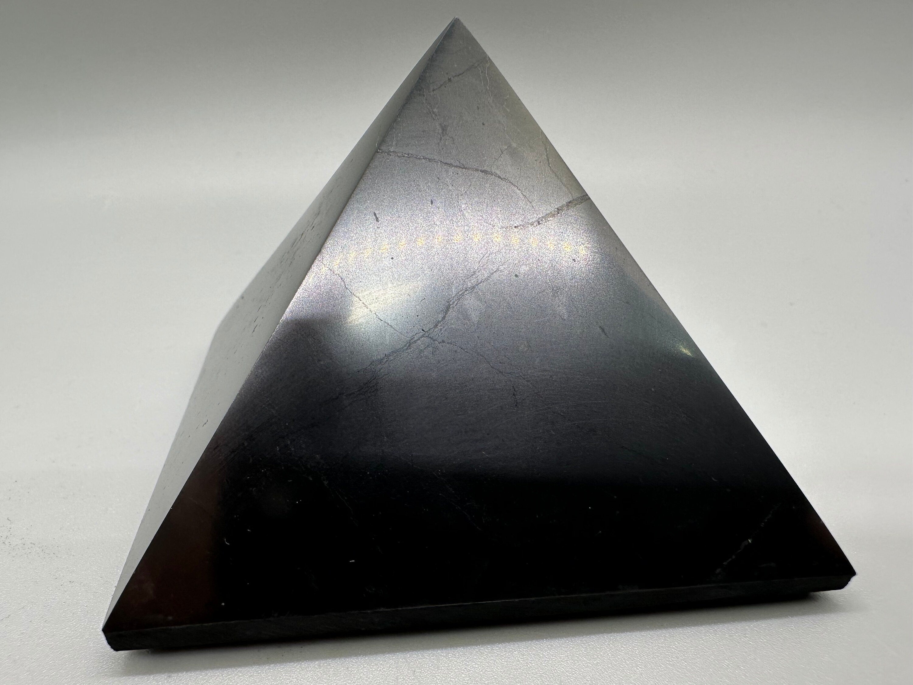 Shungite Crystal Pyramid (7cm): EMF & 5G Protection, Healing Stone