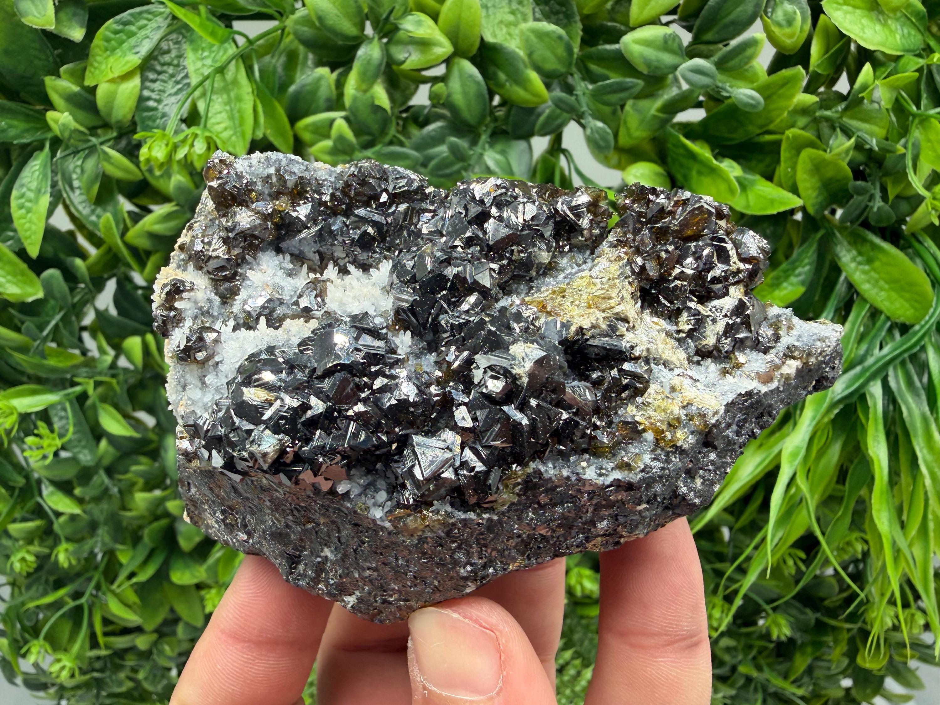 Sphalerite Cleiopfane on Quartz Mineral Specimen, Krushev Dol Mine, Bulgaria Home Decor Stone