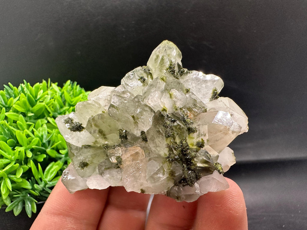 Rare Green Epidote Quartz Crystal Cluster - Eastern Anatolia, Turkey
