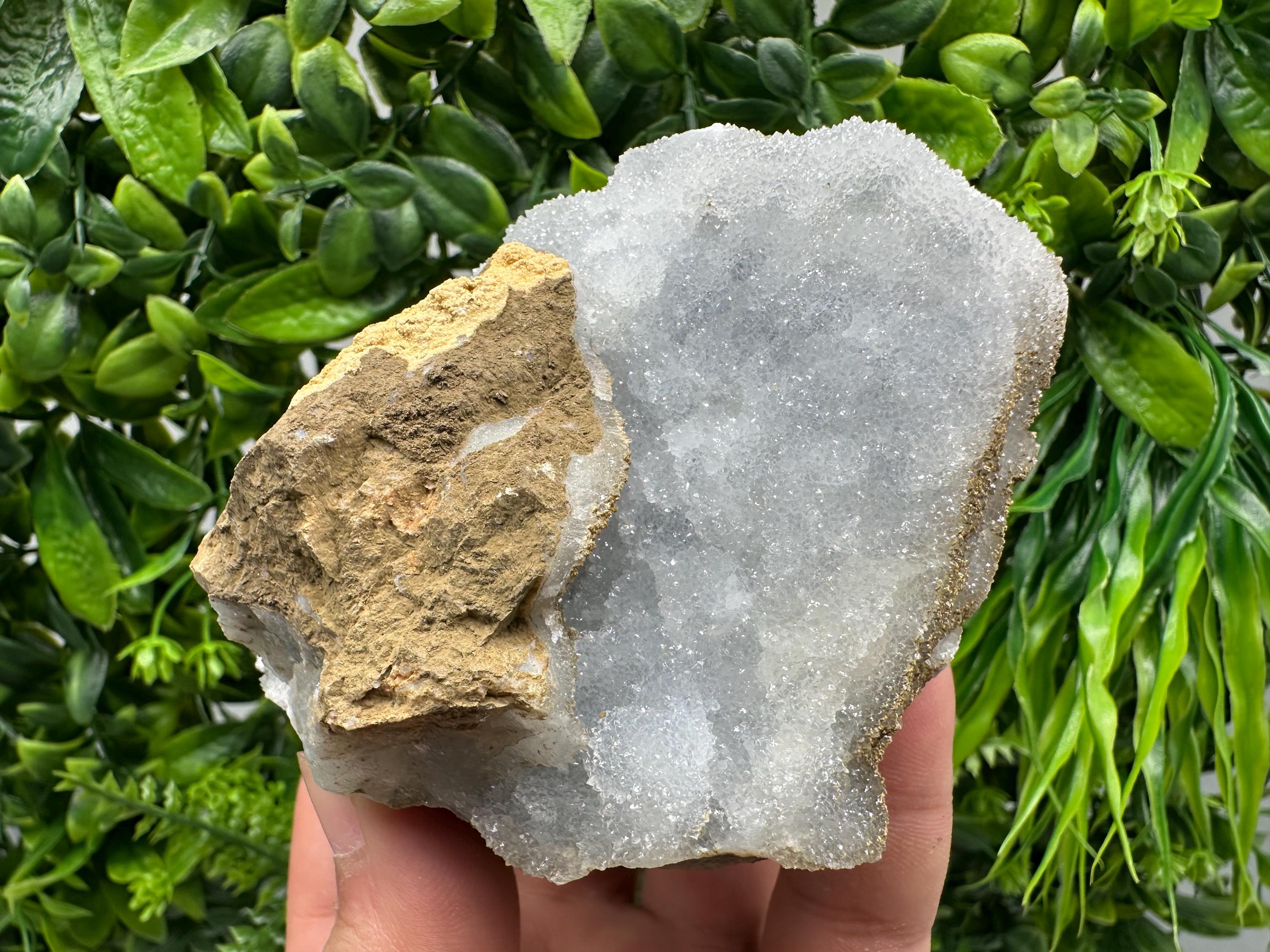 Blue Chalcedony Quartz with Chlorite Inclusions: Bulgarian Crystal Decor