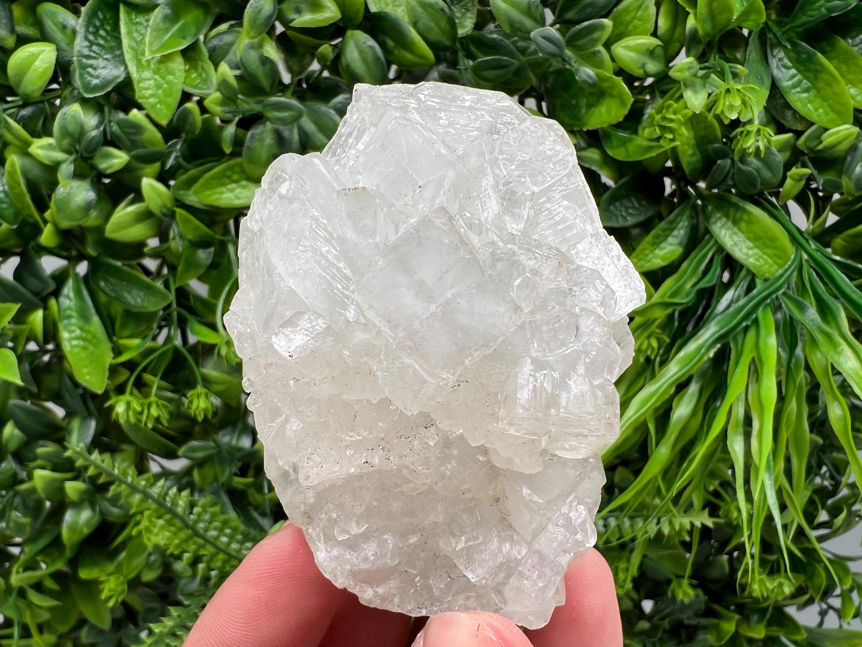 Transparent Apophyllite on Chalcedony, India Mineral Specimen