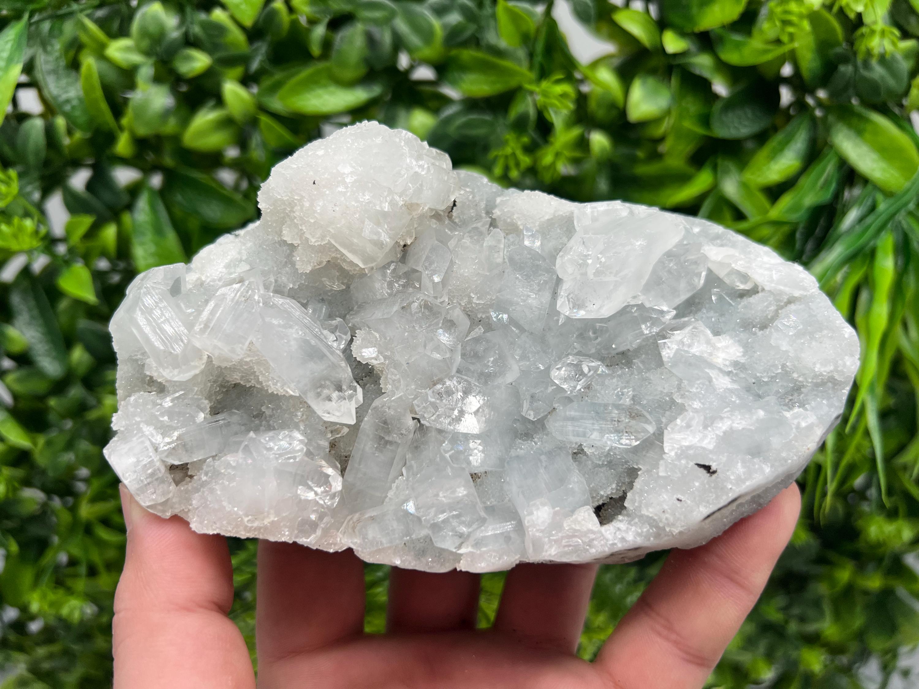 Transparent Apophyllite on Chalcedony, India Mineral Specimen