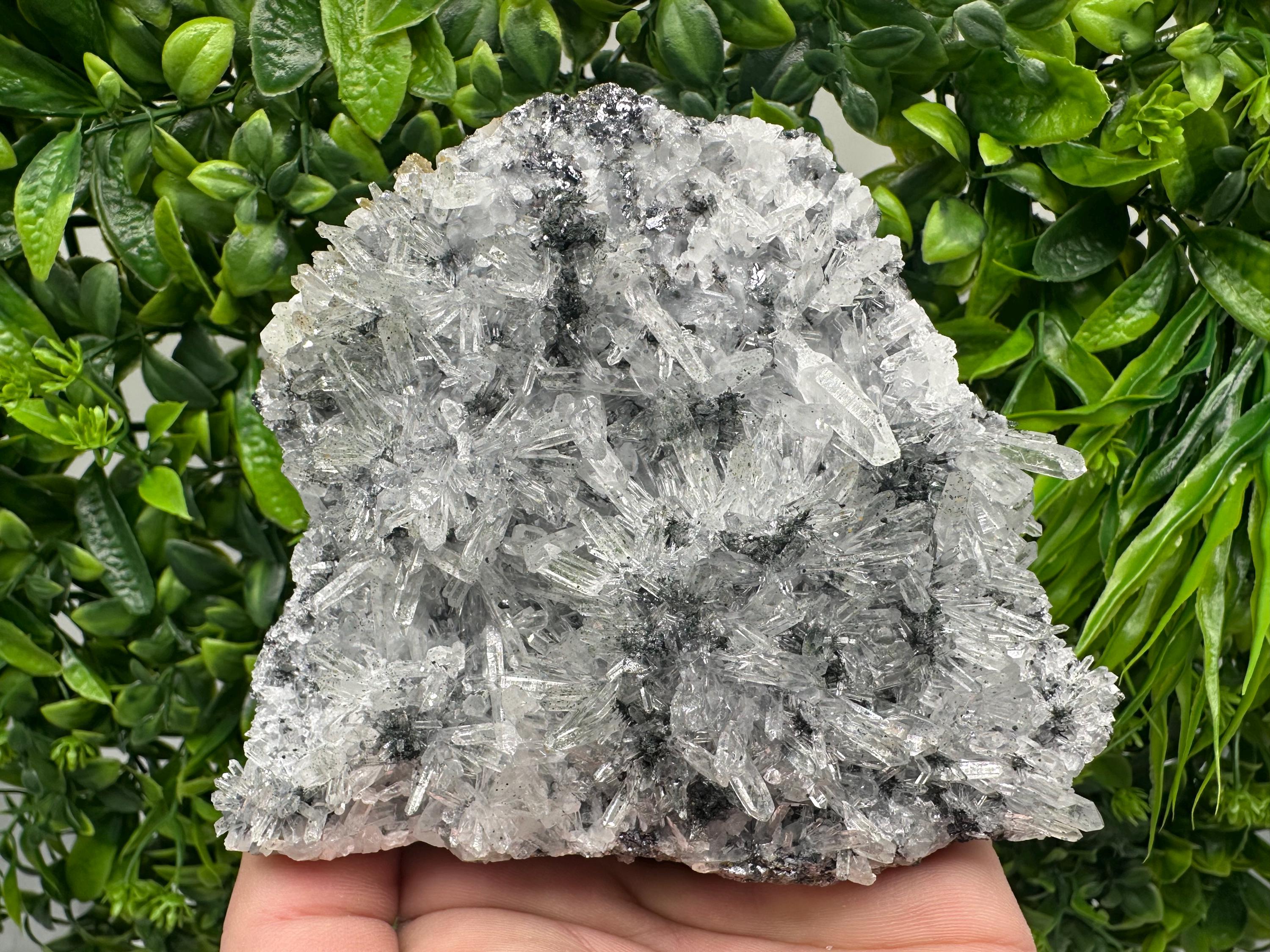 Quartz Cluster with Black Sphalerite, Home Decor Stone