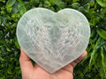 Selenite Heart with Angel Wings Selenite Charging Plate Crystal Charging Dish – Reiki Healing Crystal – Spiritual Altar Decor Angel Energy