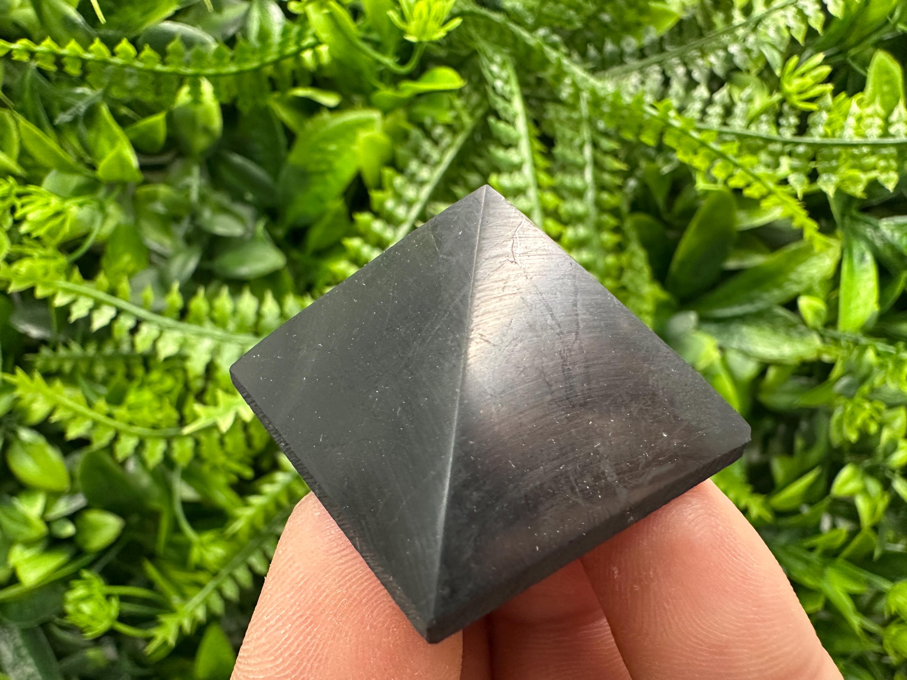 Shungite Pyramid (3cm): Polished EMF Protection Crystal