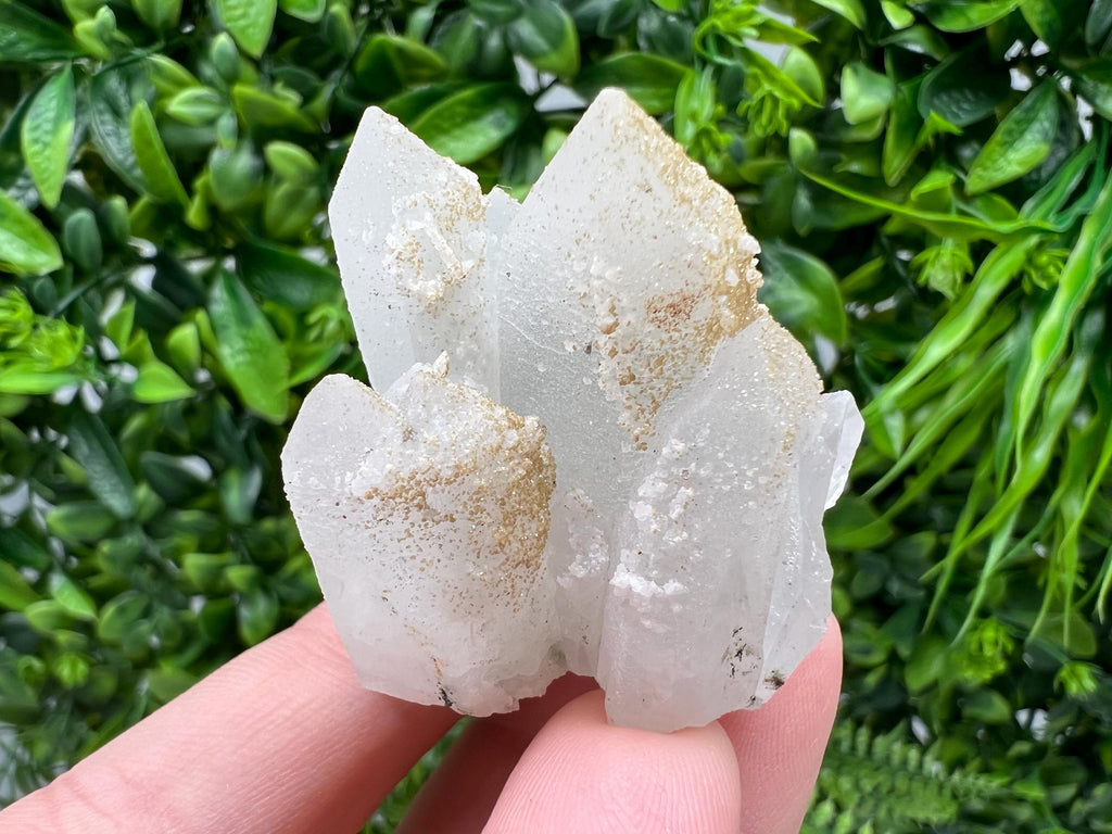 Calcite on Green Quartz Crystal, Djurcovo Mine, Bulgaria