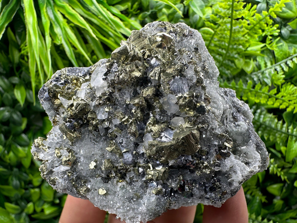 Chalcopyrite Galena on Quartz with Chlorite - Madan Bulgaria Crystal Decor