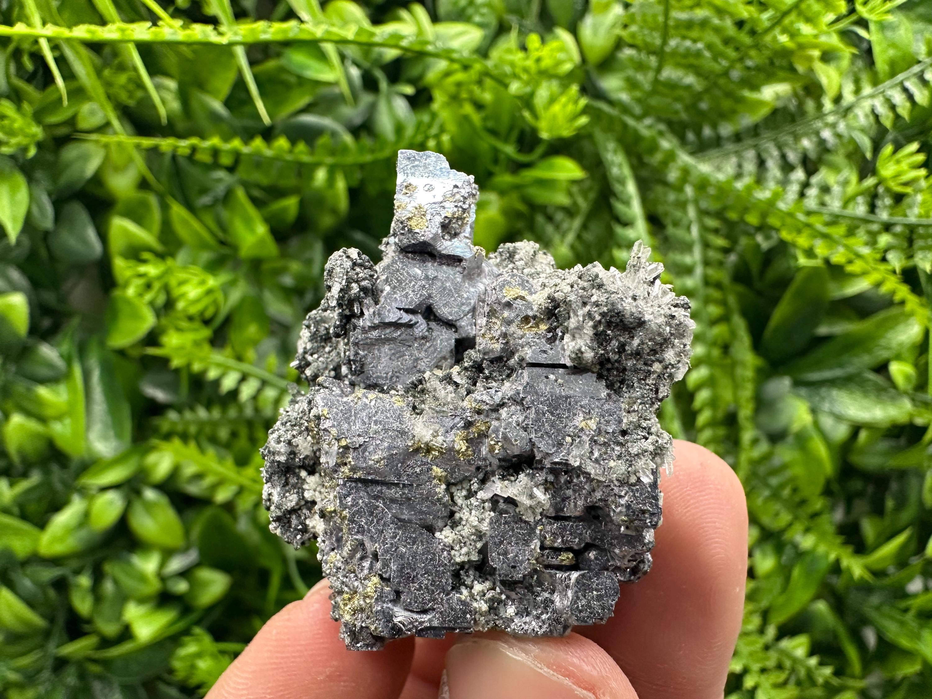 Pyrite on Galena with Quartz, Borieva Mine Mineral Specimen