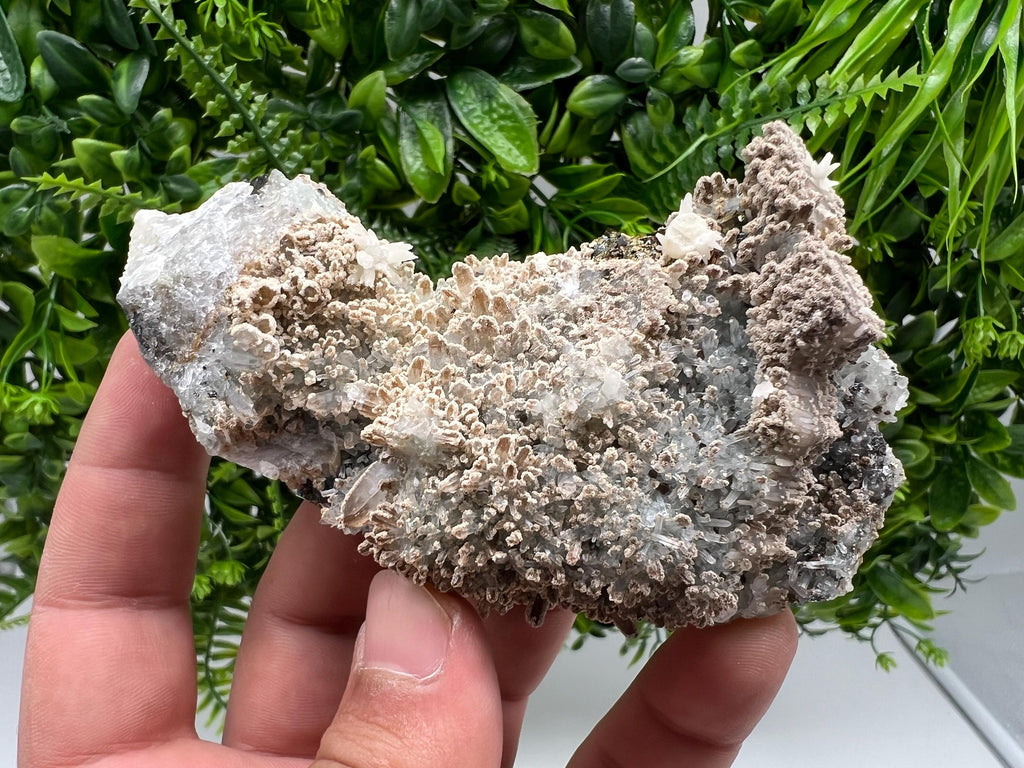 Calcite on Quartz Mineral Specimen: Madan Bulgaria Collectible Stone