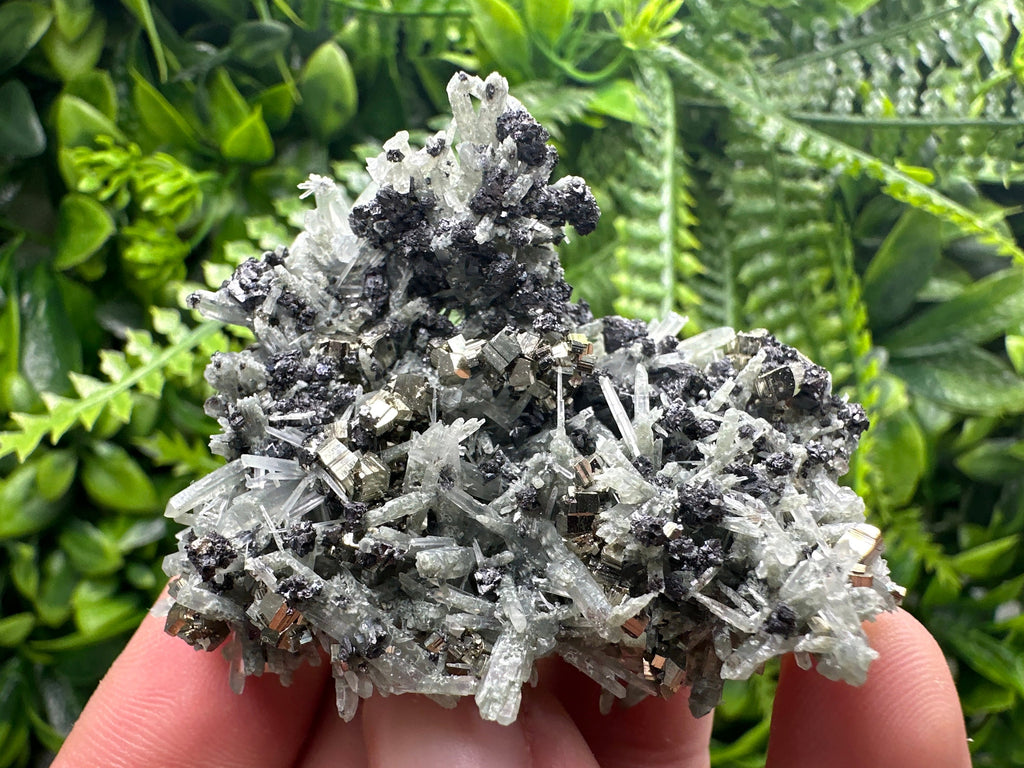 Sphalerite Pyrite on Green Quartz, Bulgaria Mineral Specimen