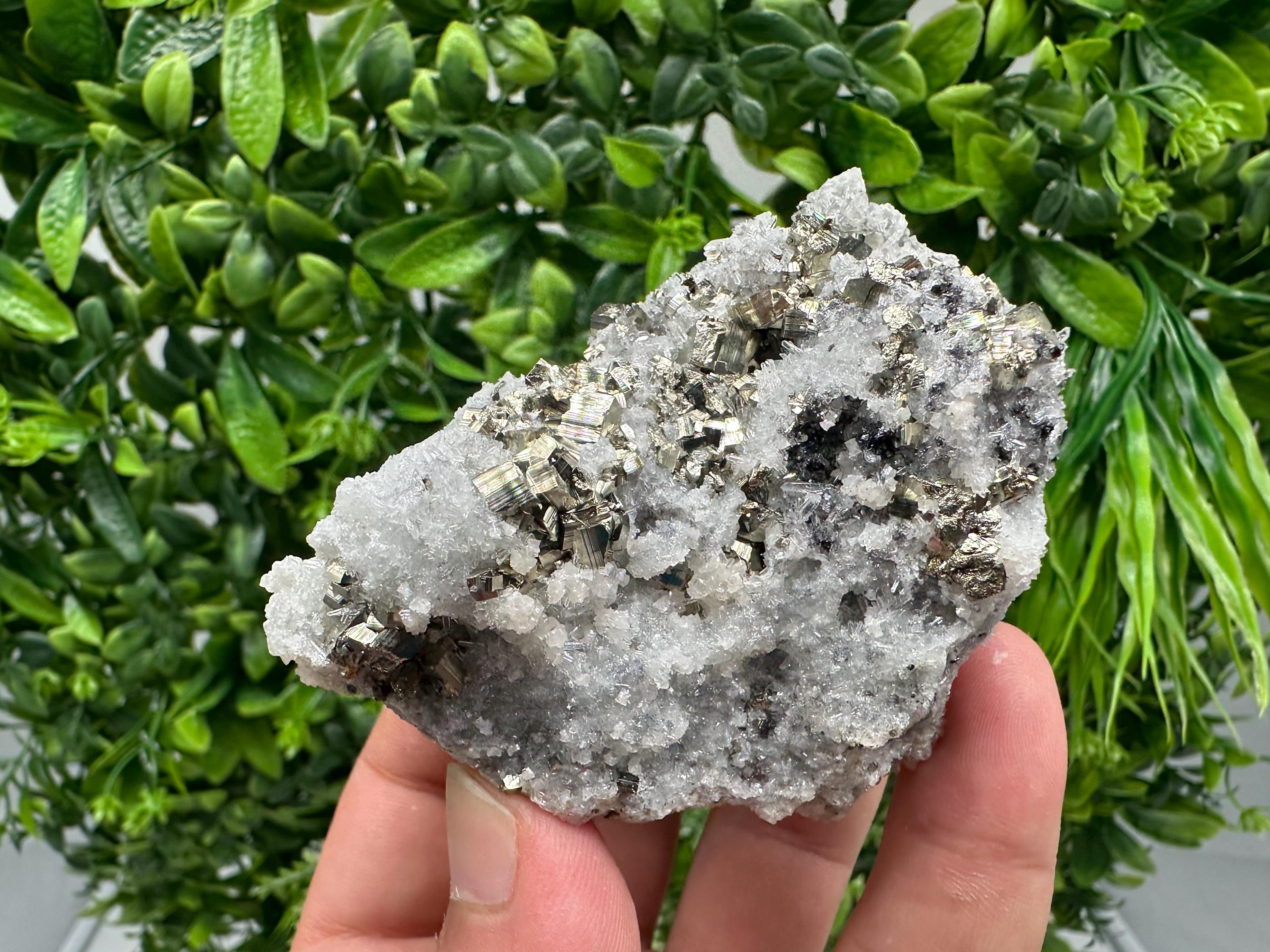 Stunning Pyrite on Quartz,Calcite from Borieva mine,Madan,Bulgaria,natural,collectible mineral specimen,home decor stone,collection crystal