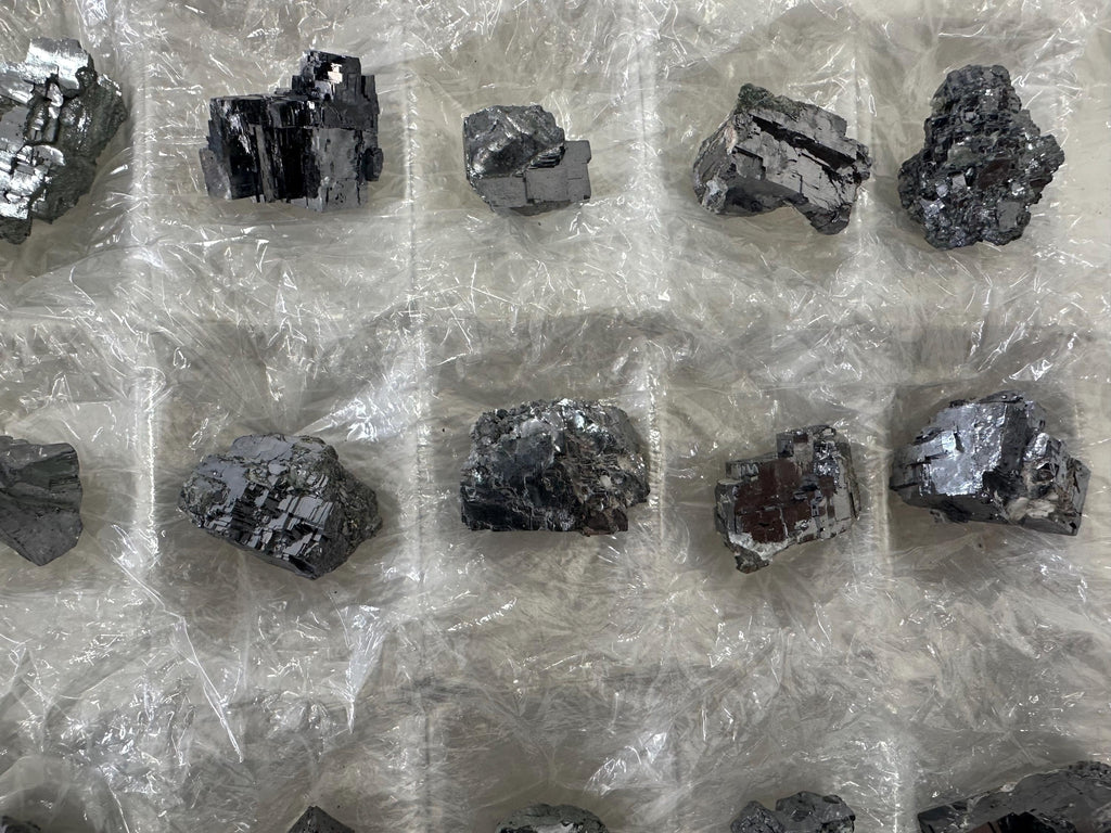 Shiny Galena Cluster Chunks: Borieva Mine Minerals (Set of 15)