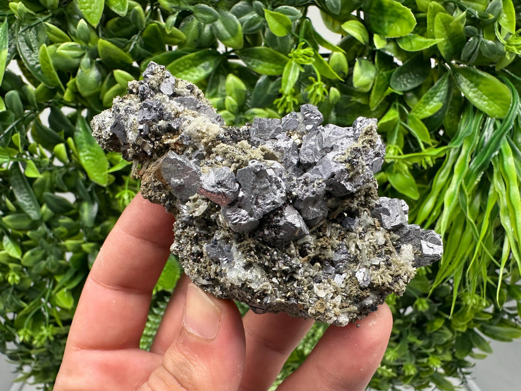Lovely Galena on Quartz whit Calcite,Pyrite from Borieva mine,Madan,Bulgaria,Natural,Collection minral specimen,crystal,Metaphysical,Geology
