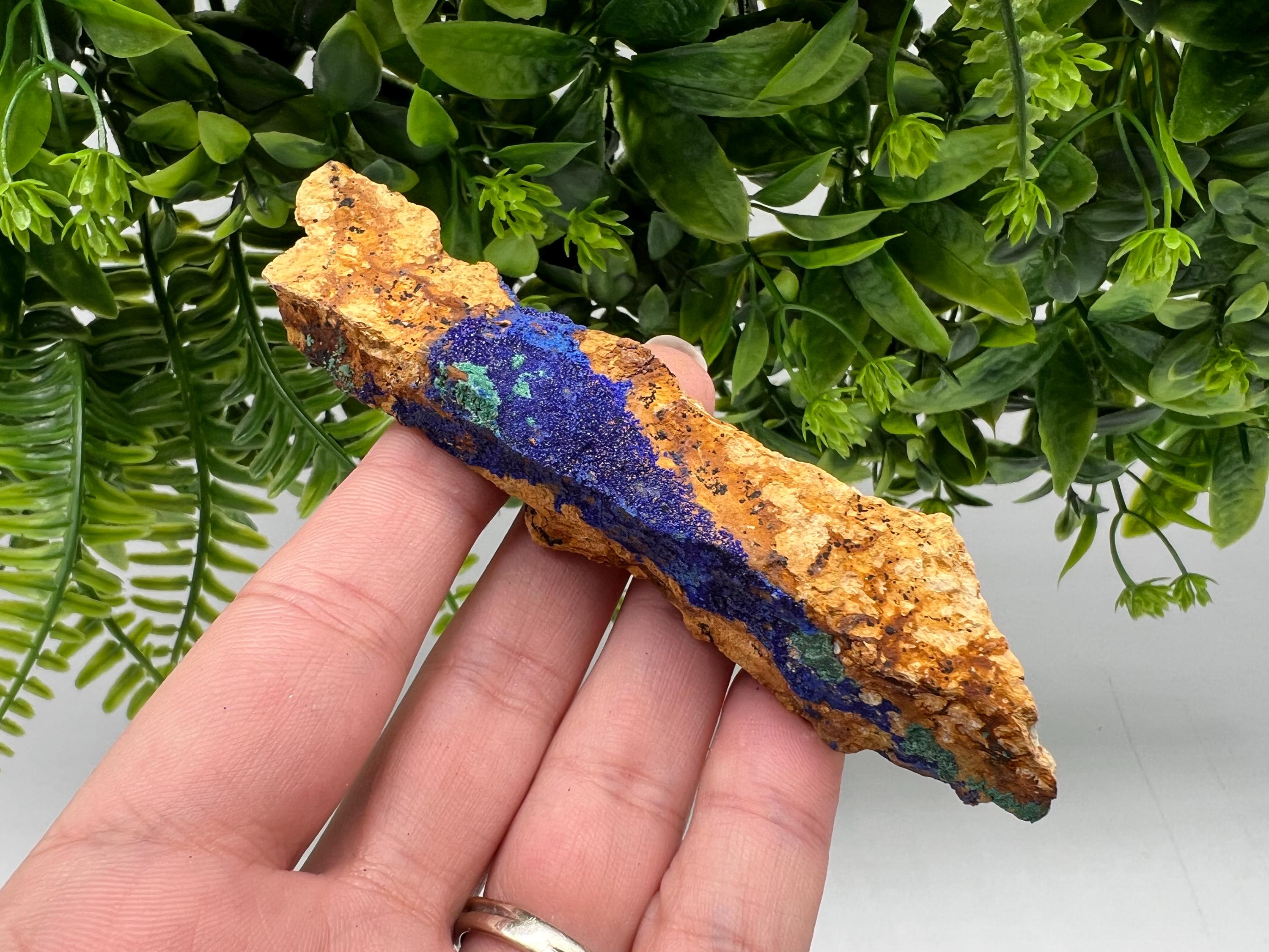 Azurite Malachite Mineral Specimen: Moroccan Blue-Green Crystal, Collector Stone