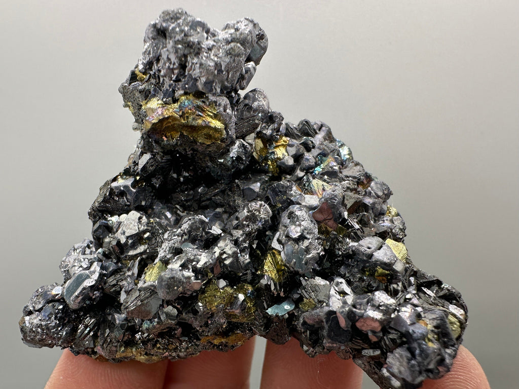 Skeletal Galena with Chalcopyrite and Sphalerite: Borieva Bulgaria Mineral Decor (6.5/5/4 cm)