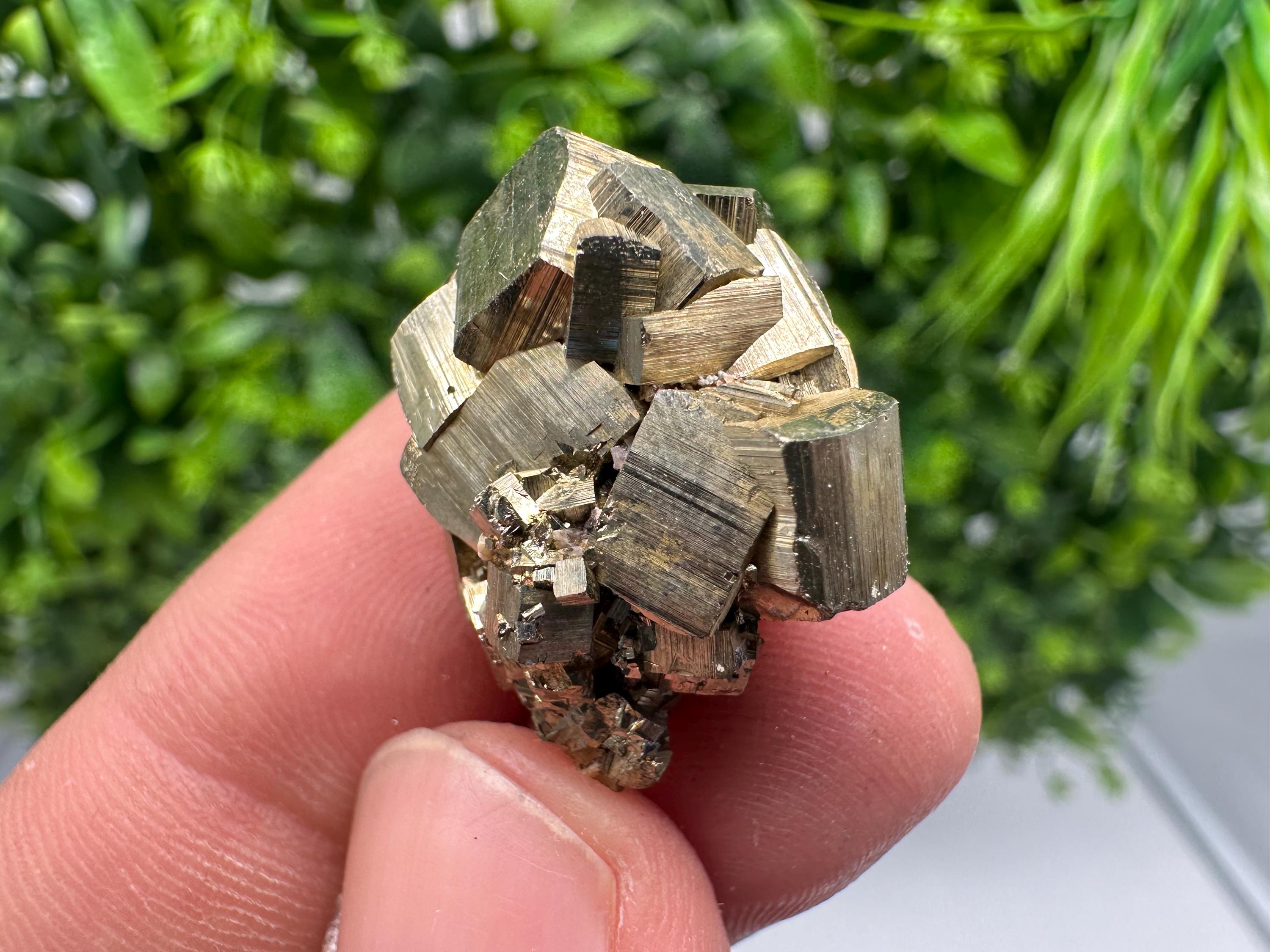 Rainbow Pyrite with Calcite, Natural Crystal Souvenir from Bulgaria