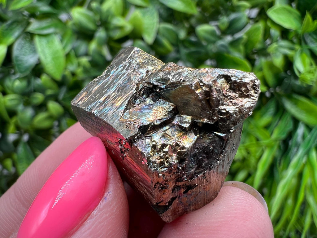 Rainbow Pyrite with Calcite, Natural Crystal Mineral Souvenir