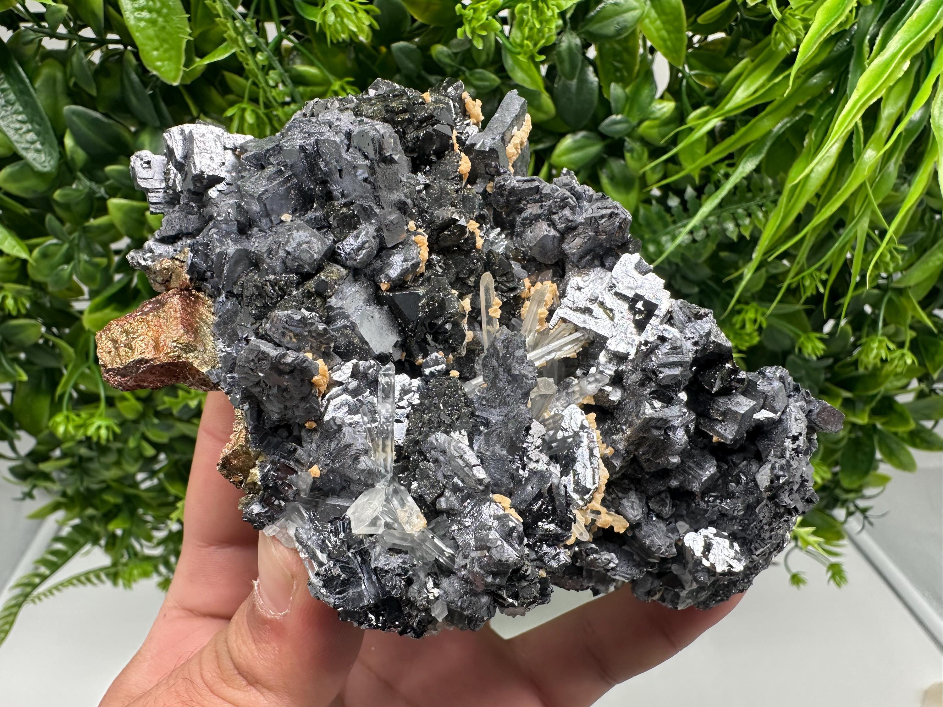 Amazing Galena spinel law on Quartz whit Siderite,from Krushev dol mine,Bulgaria,natural,collection mineral specimen,home decor crystal,souv